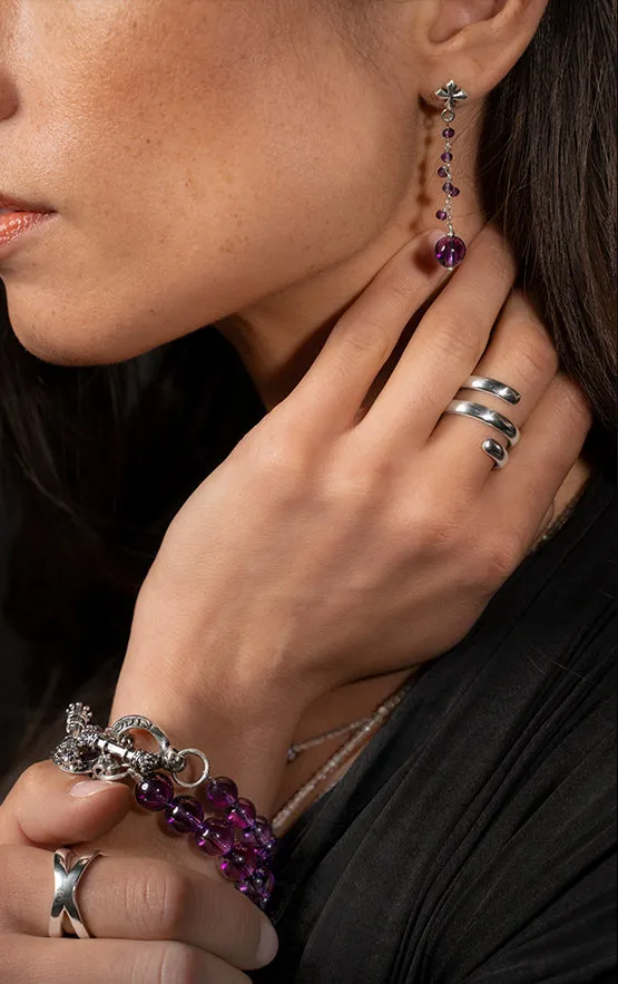 Amethyst Bracelet with Silver Toggle
