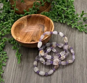 Amethyst with Clear Quartz and Golden Healer Bracelet