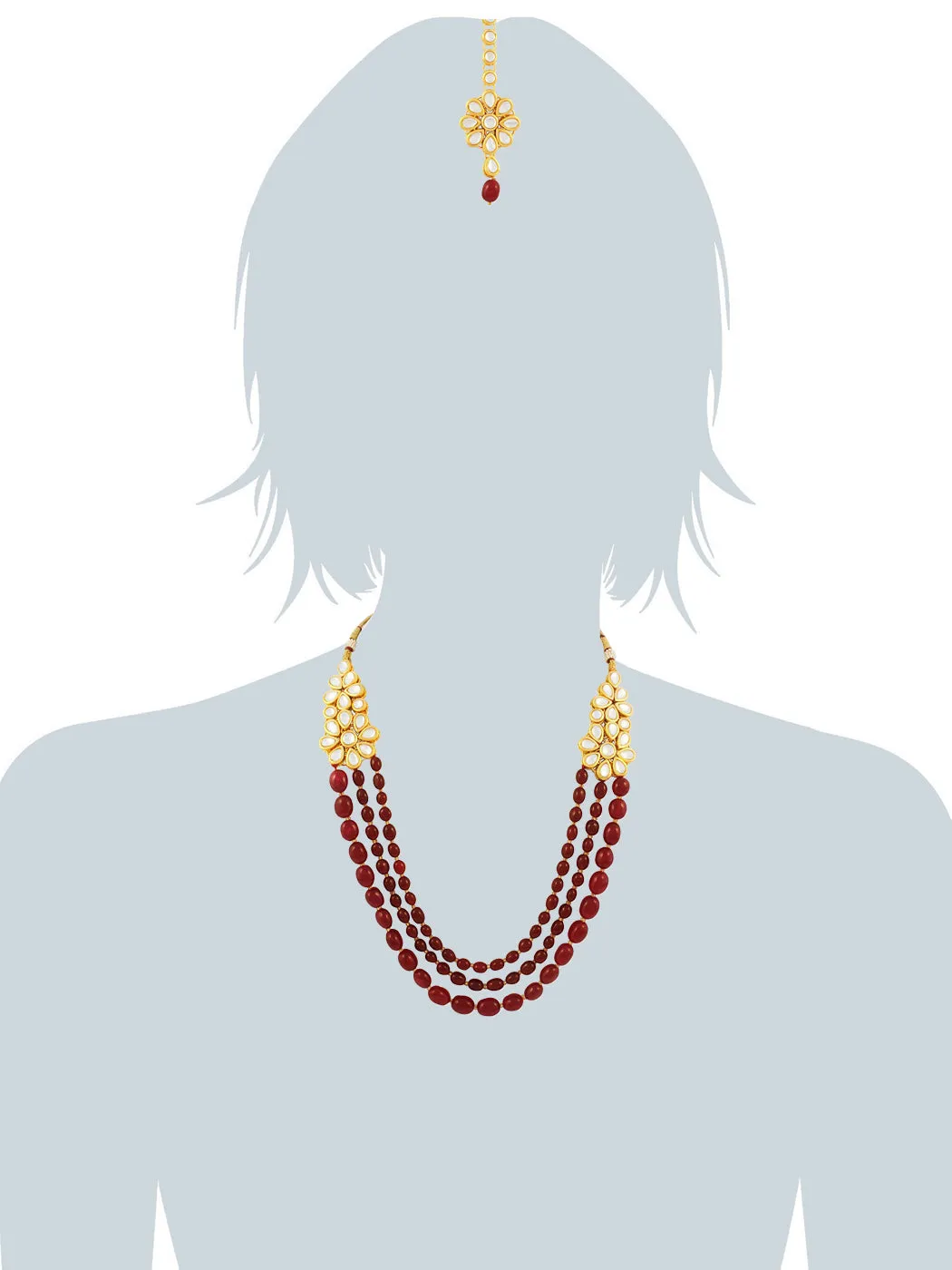 Antique origins Kundan Ruby Tumble Rani Haar Necklace Set