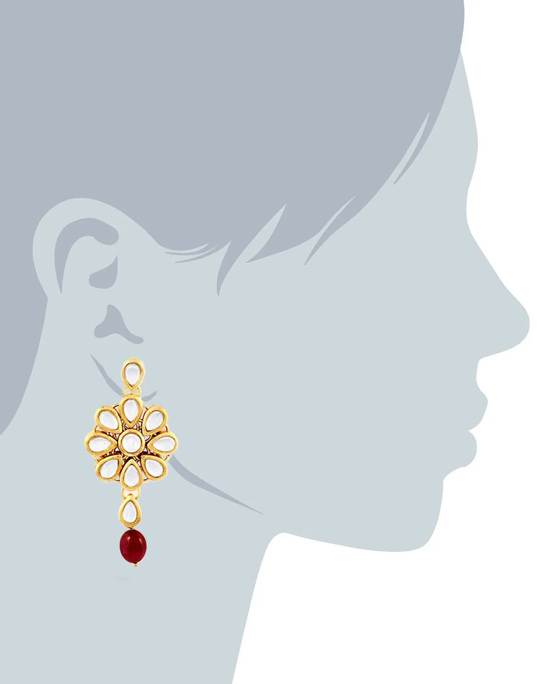 Antique origins Kundan Ruby Tumble Rani Haar Necklace Set