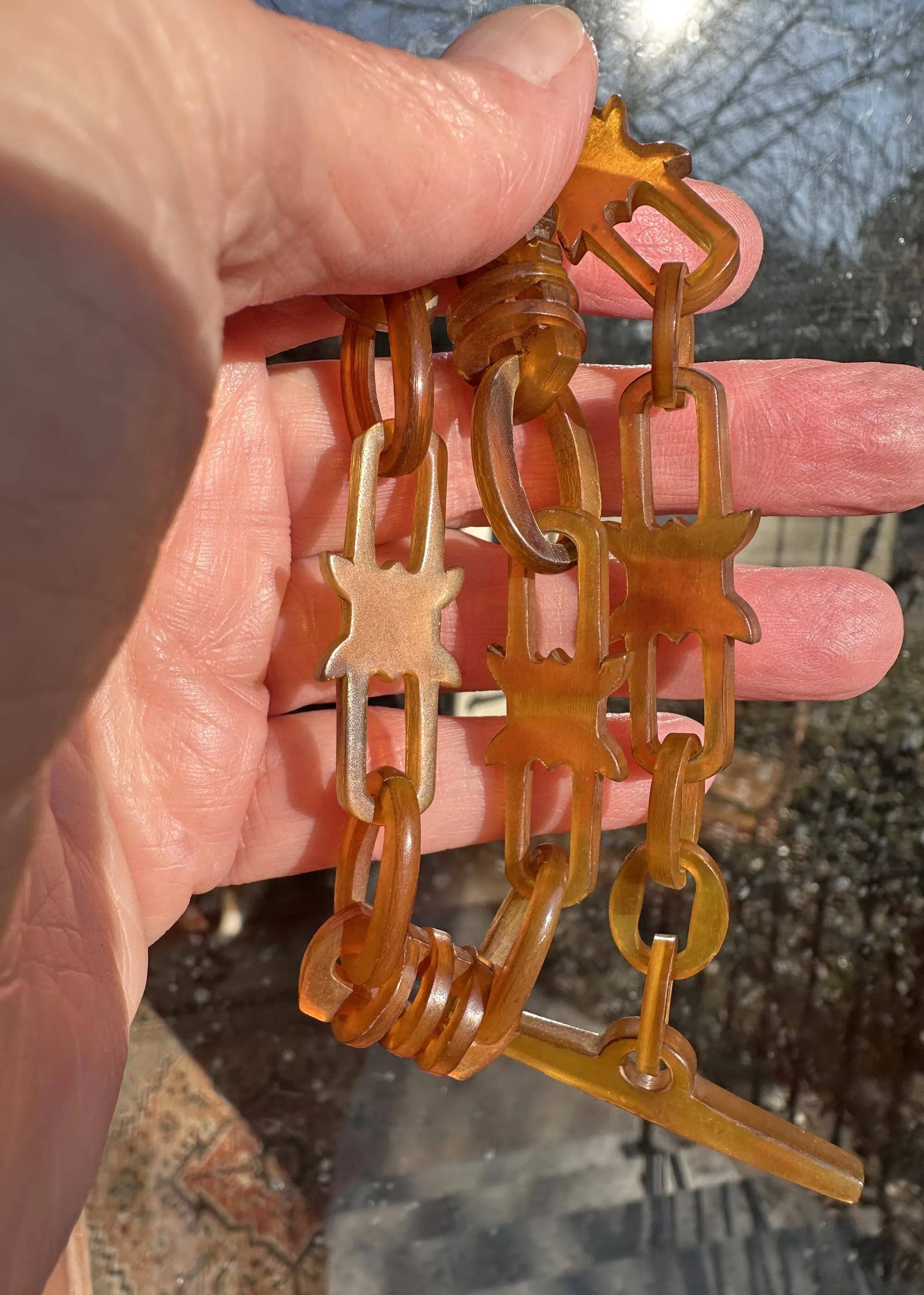 Antique Victorian Blonde Shell Albert Pocket Watch Chain
