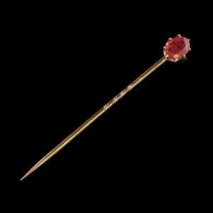 Antique Victorian Ruby Pin 18Ct Gold Circa 1900