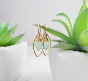 Aqua Chalcedony Marquise Earrings