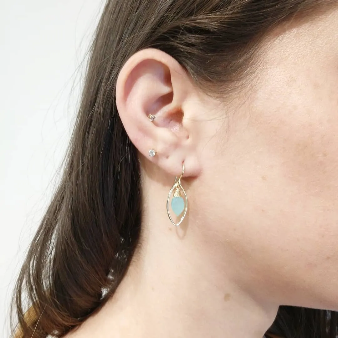 Aqua Chalcedony Marquise Earrings