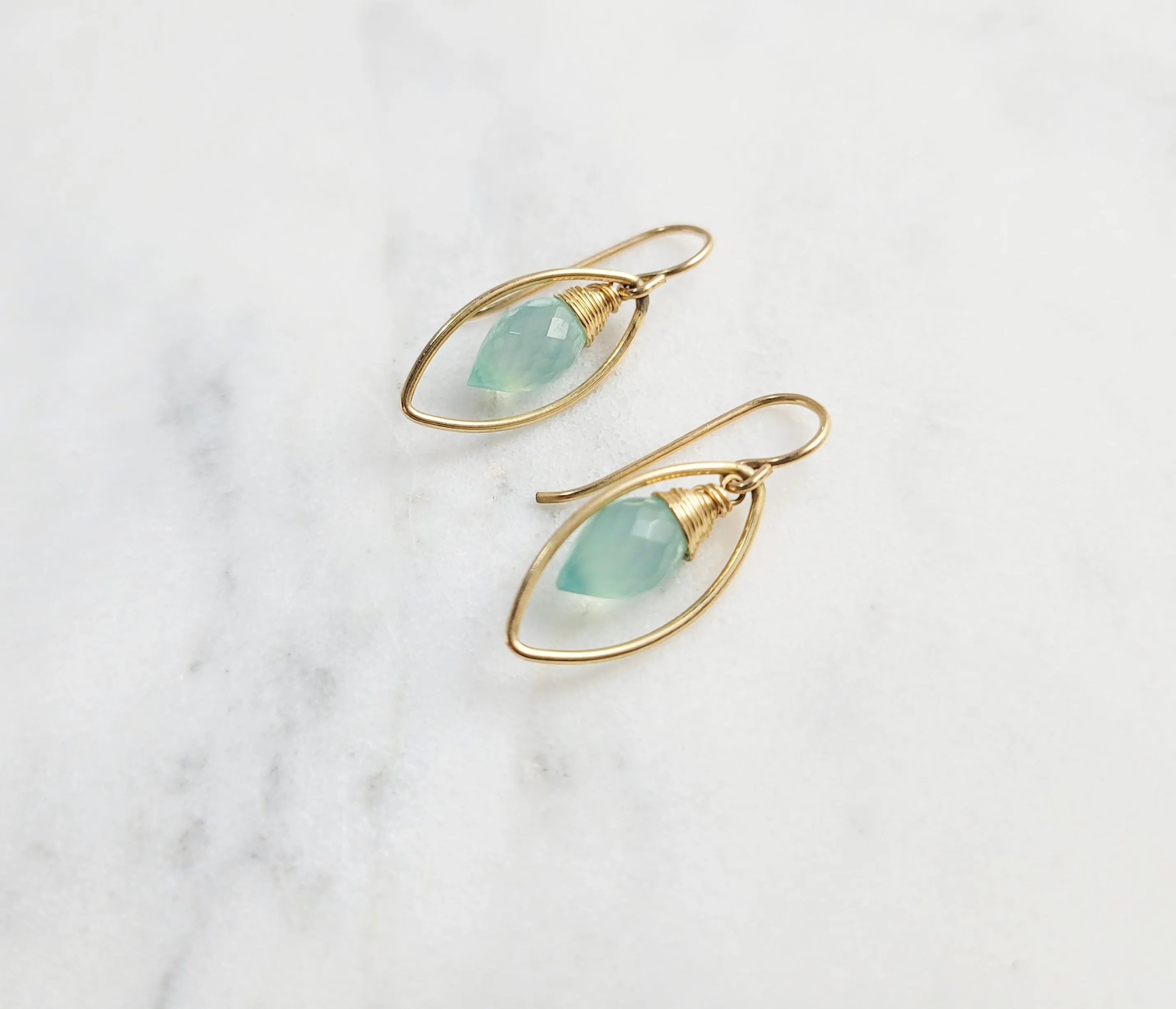 Aqua Chalcedony Marquise Earrings