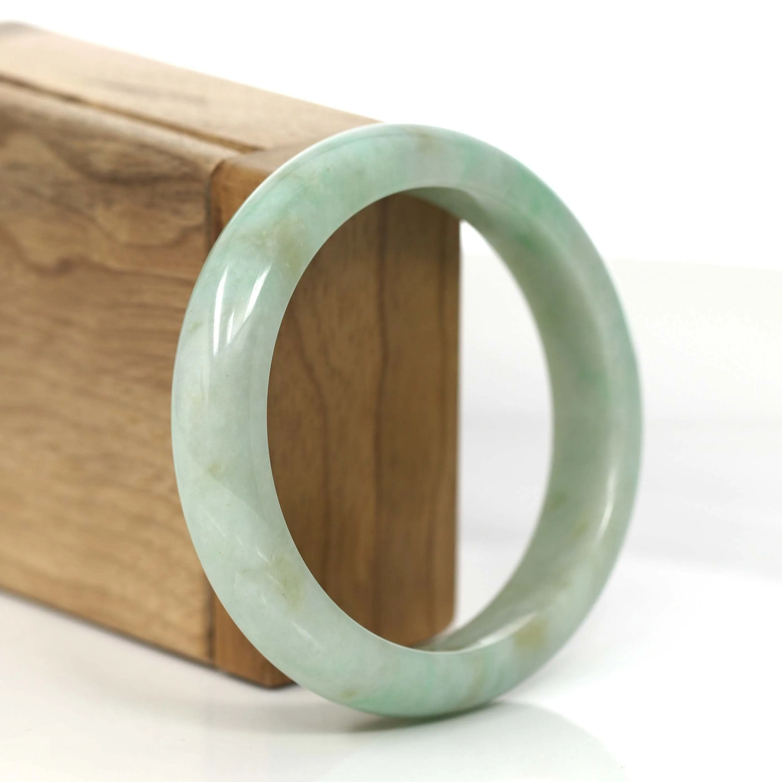 Baikalla "Classic Bangle" Yellow Green Natural Burmese Jadeite Jade Bangle (57.40mm) #822