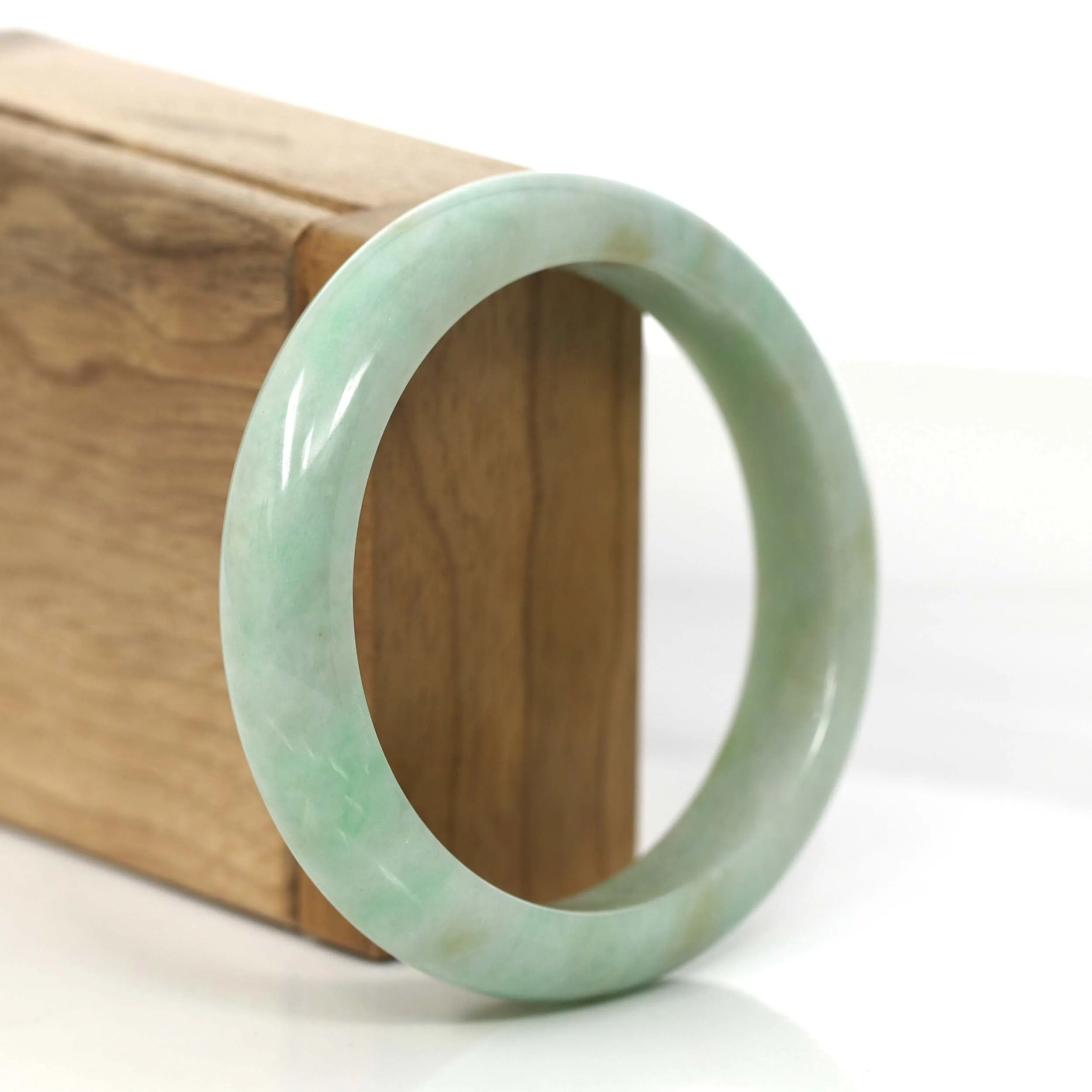 Baikalla "Classic Bangle" Yellow Green Natural Burmese Jadeite Jade Bangle (57.40mm) #822