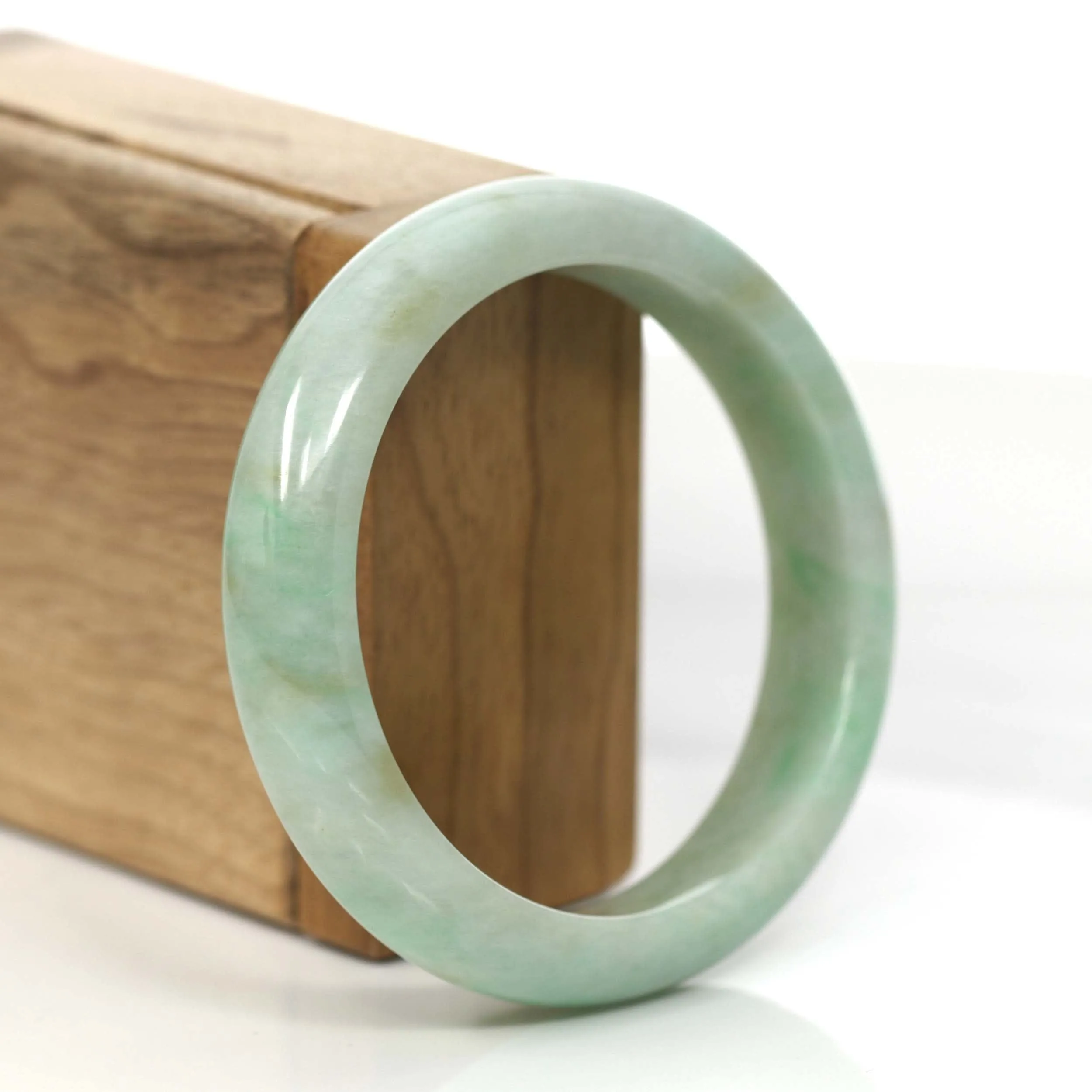 Baikalla "Classic Bangle" Yellow Green Natural Burmese Jadeite Jade Bangle (57.40mm) #822