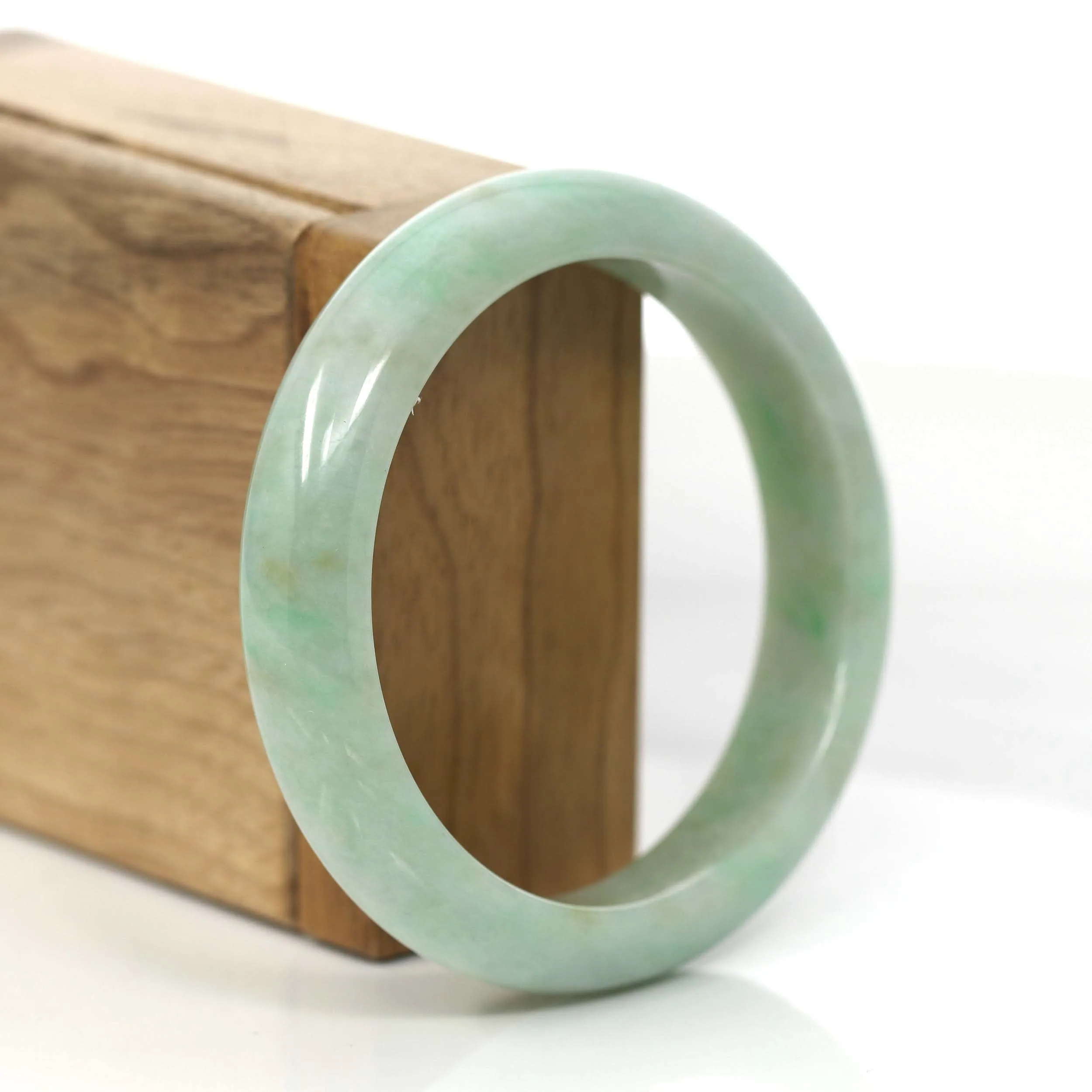 Baikalla "Classic Bangle" Yellow Green Natural Burmese Jadeite Jade Bangle (57.40mm) #822