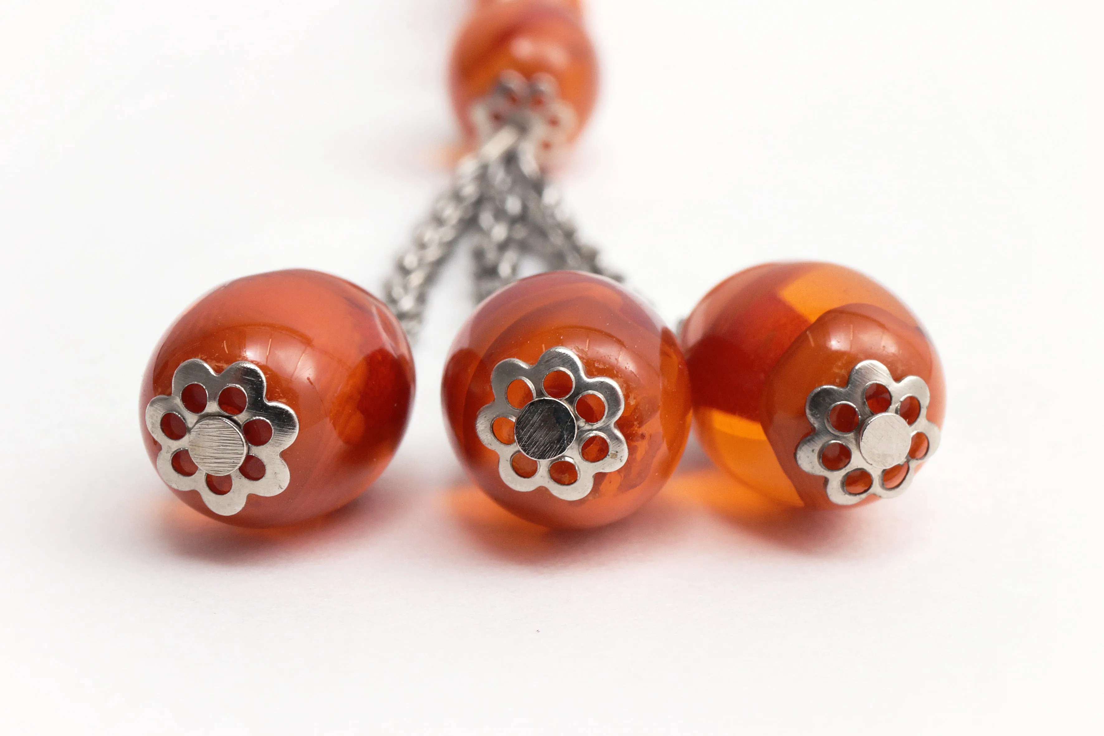 Beautiful Amber Prayer Necklace, 1960s