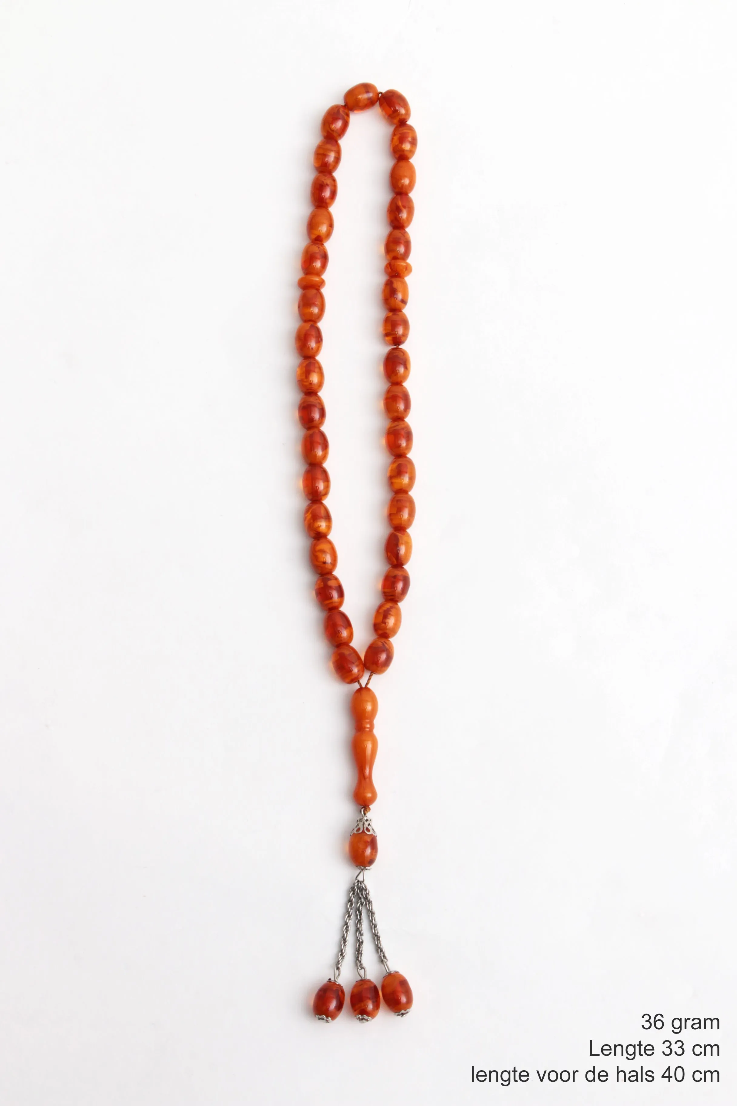 Beautiful Amber Prayer Necklace, 1960s