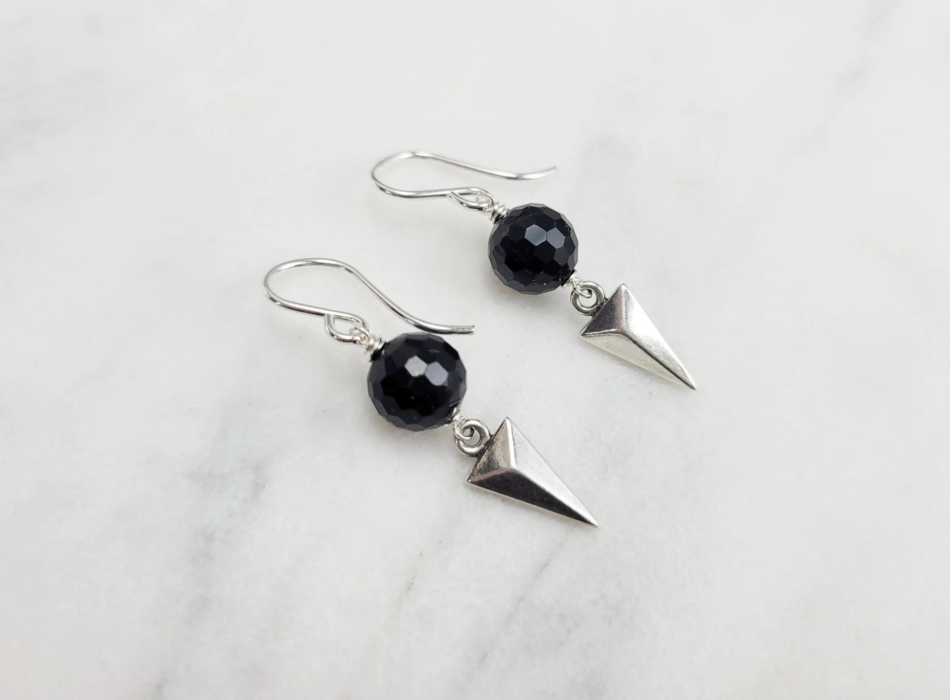 Black Spinel Spike Earrings