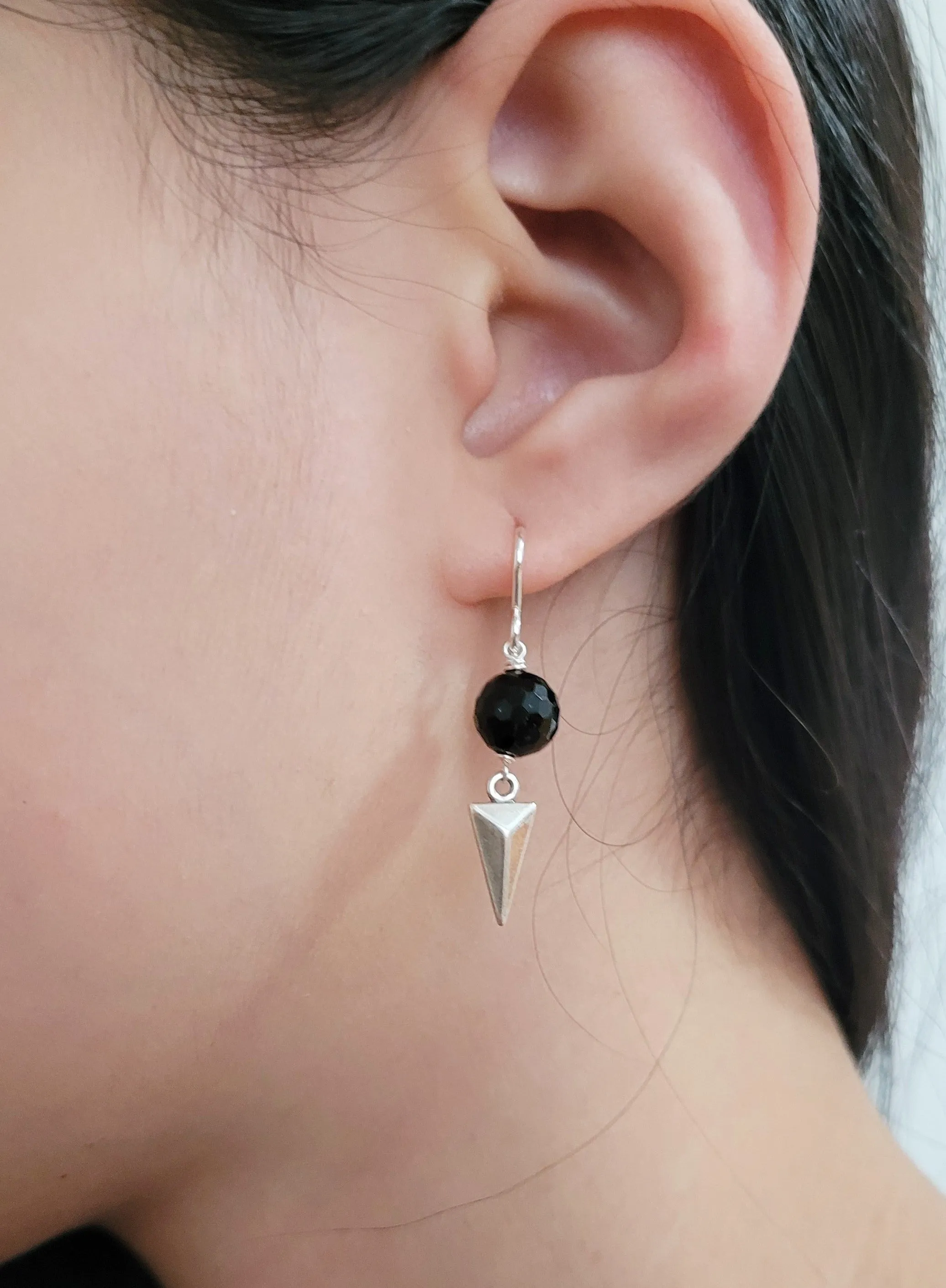 Black Spinel Spike Earrings
