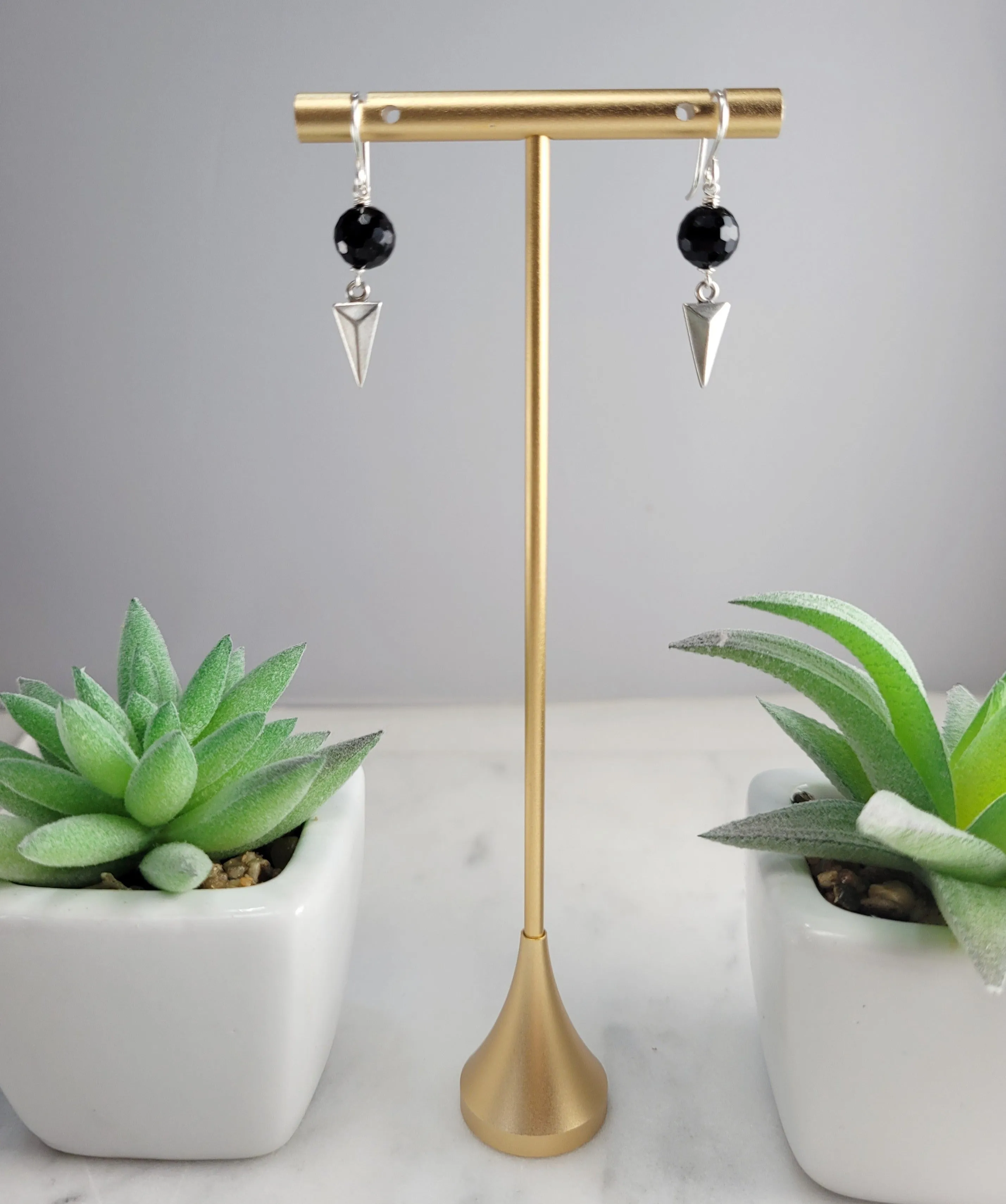 Black Spinel Spike Earrings