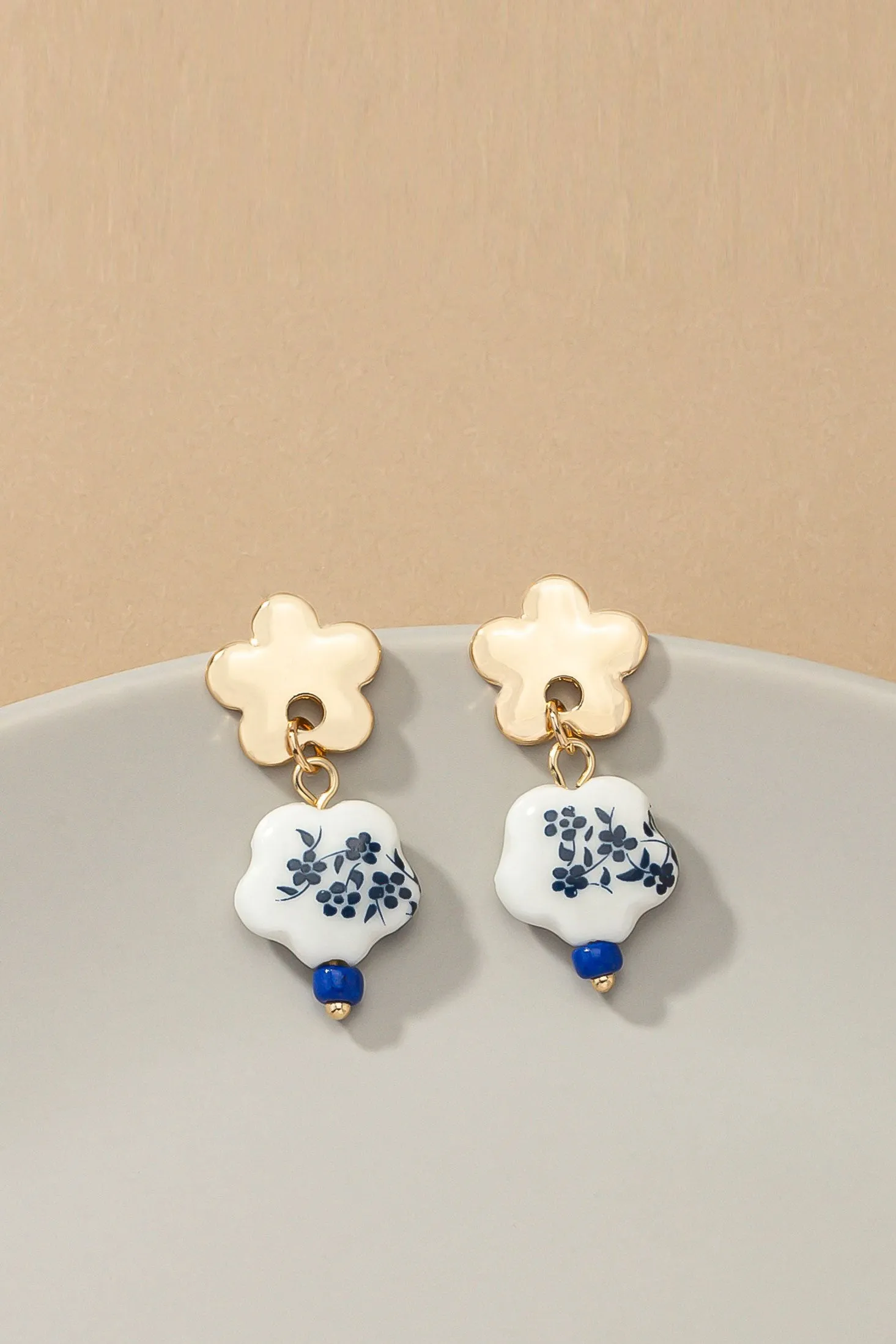 Ceramic Flower Drop Earrings