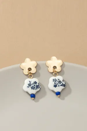 Ceramic Flower Drop Earrings