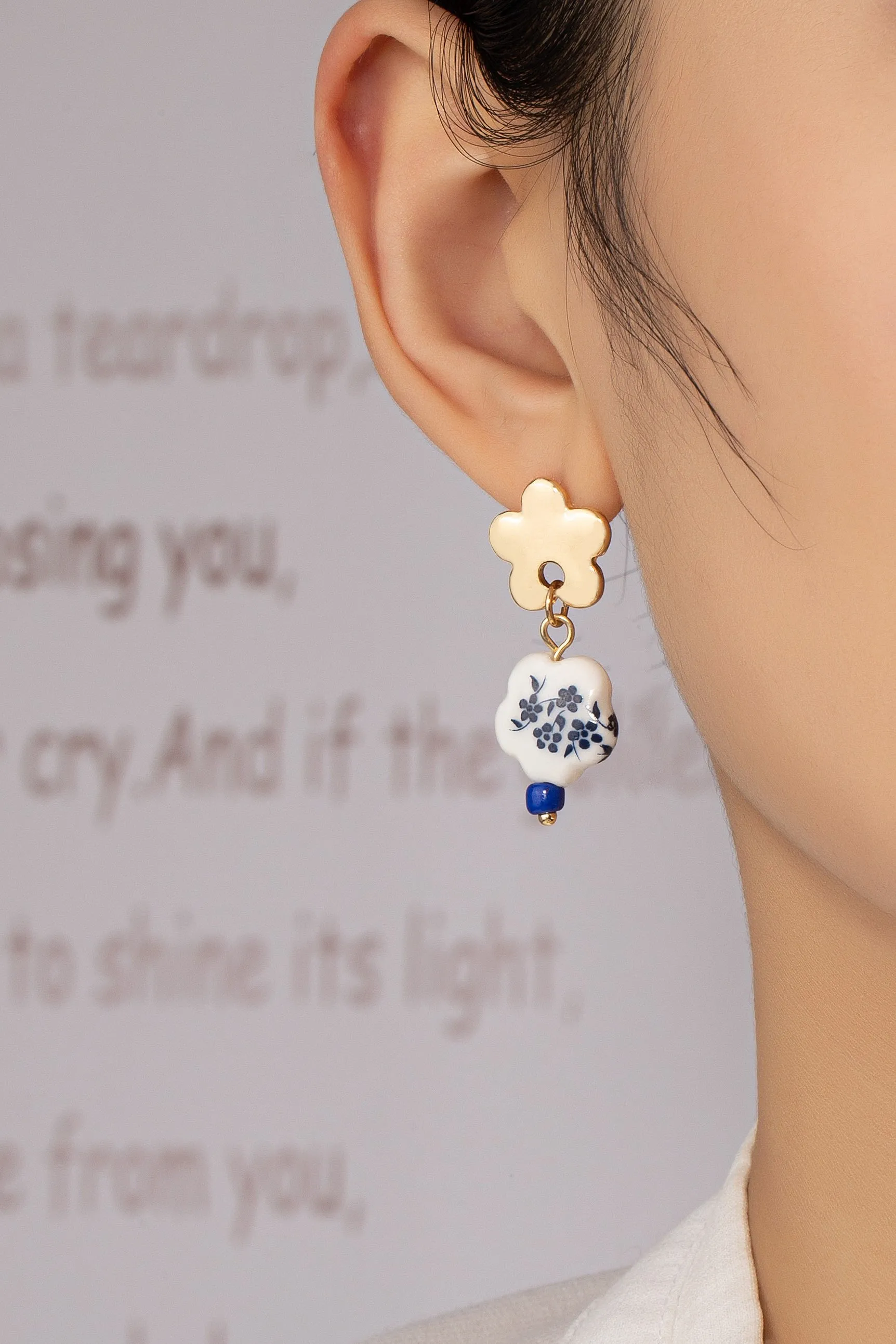 Ceramic Flower Drop Earrings