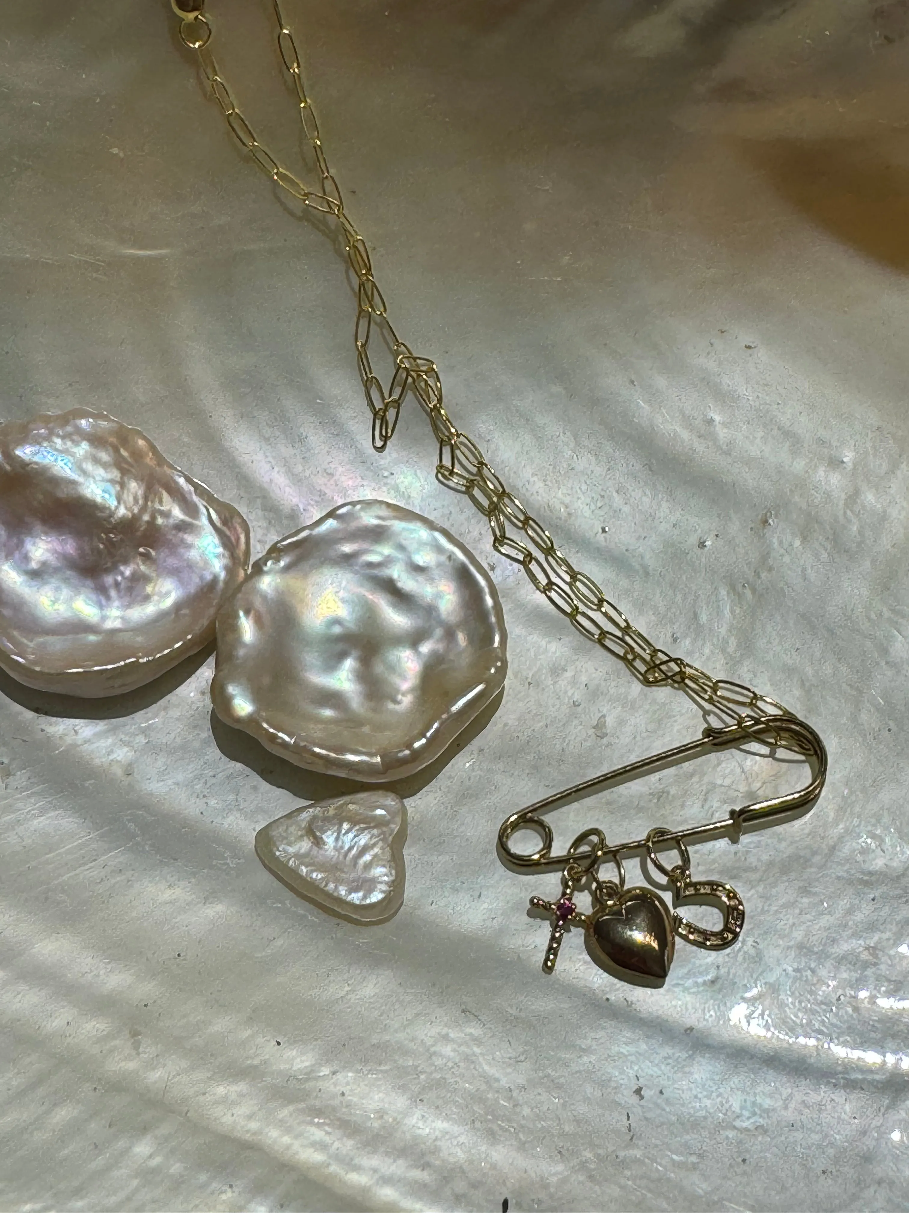 Charm Safety Pin Necklace