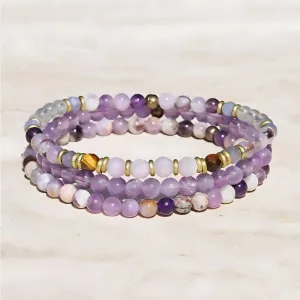 Chevron Amethyst and Labradorite Delicate Bracelet Stack