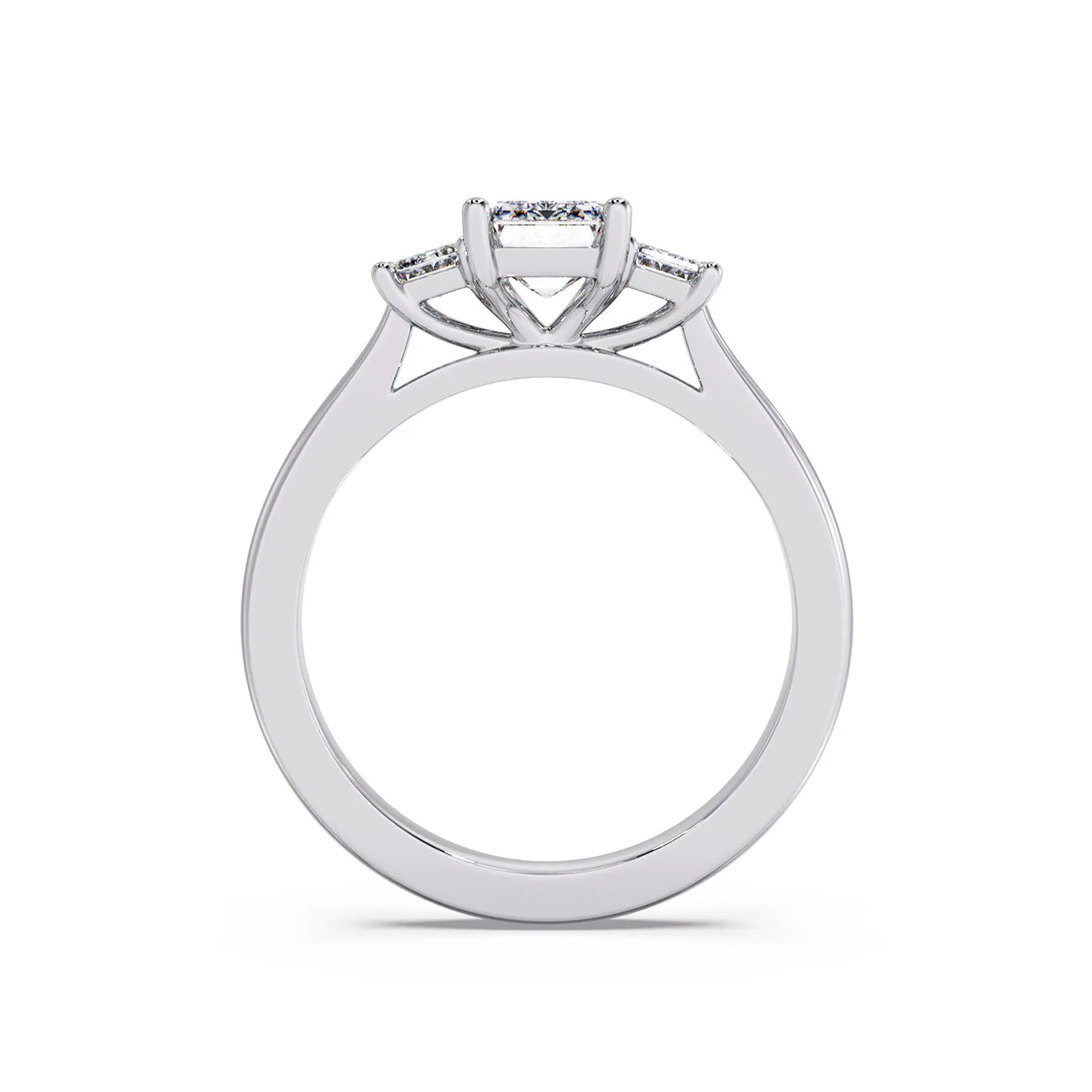 Classic Emerald Cut Diamond Trilogy Engagement Ring