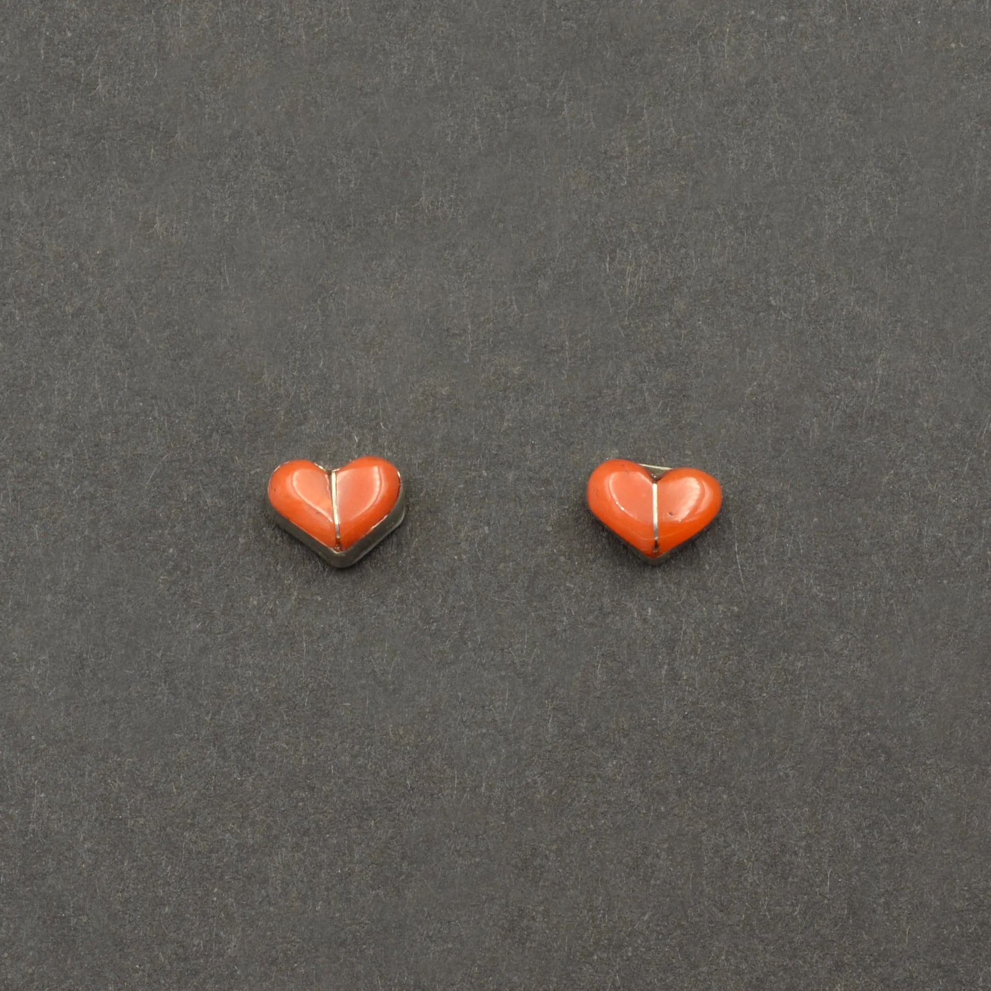 Coral and Silver Heart Earrings