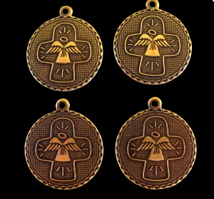 Cross With Angel Brass Charms
