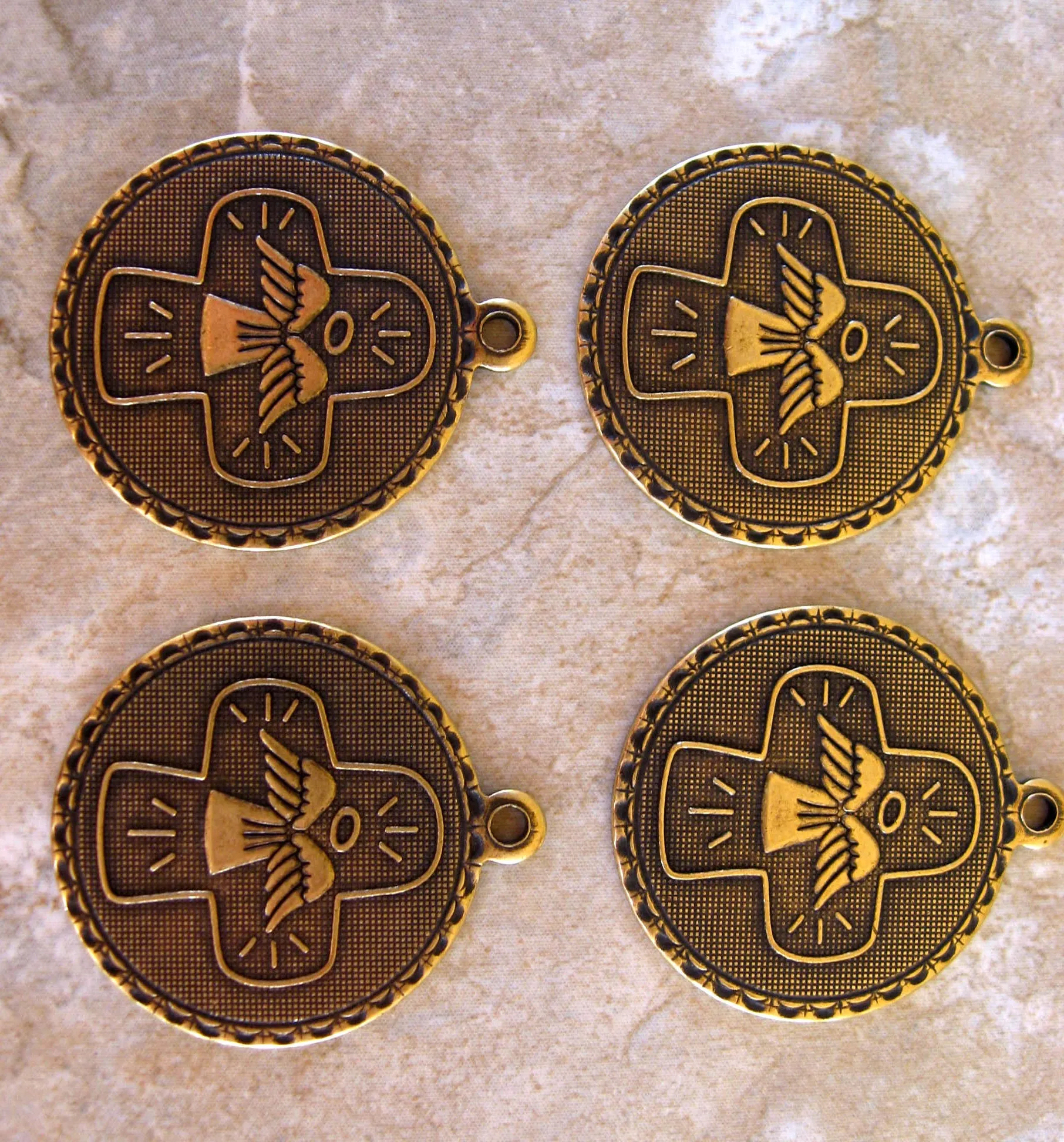 Cross With Angel Brass Charms