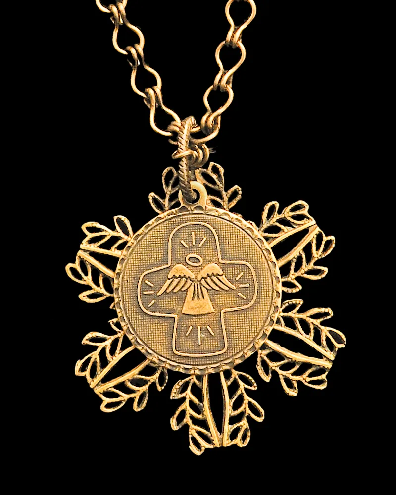 Cross With Angel Brass Charms