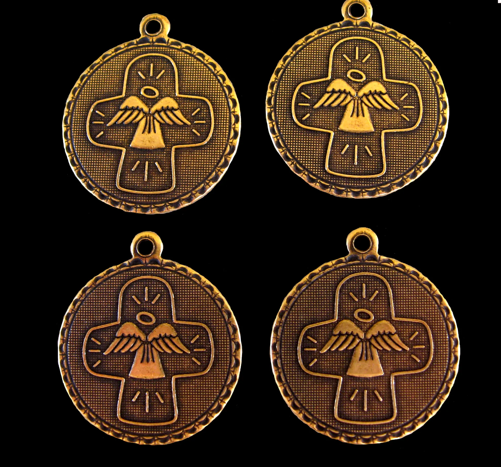Cross With Angel Brass Charms