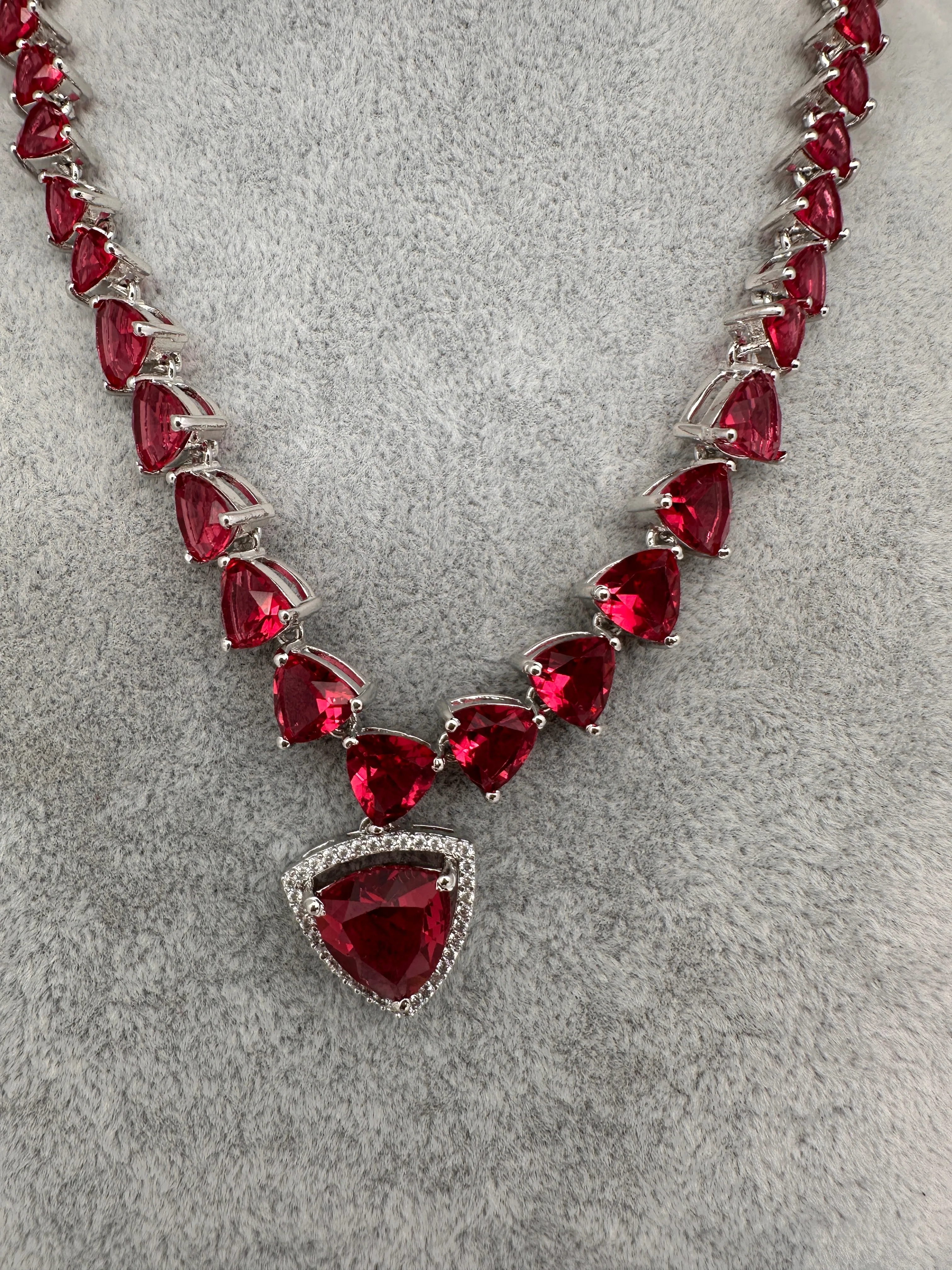 CZ AD Color Stone Dainty Short Necklace