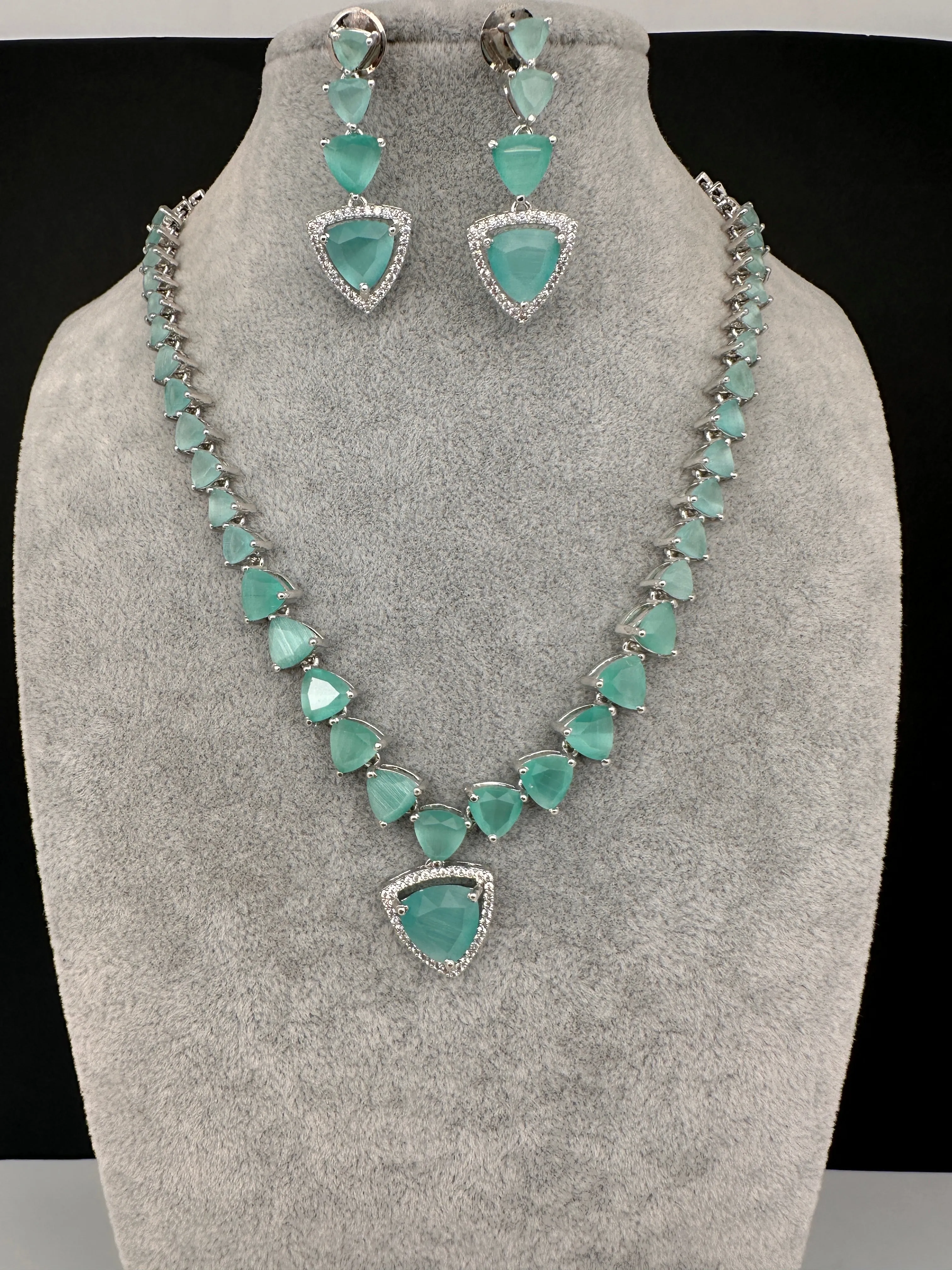 CZ AD Color Stone Dainty Short Necklace