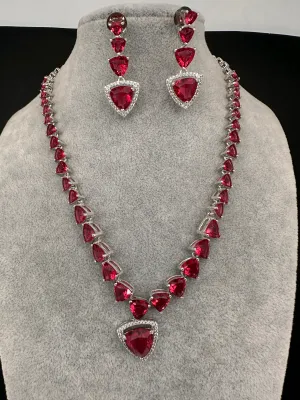 CZ AD Color Stone Dainty Short Necklace
