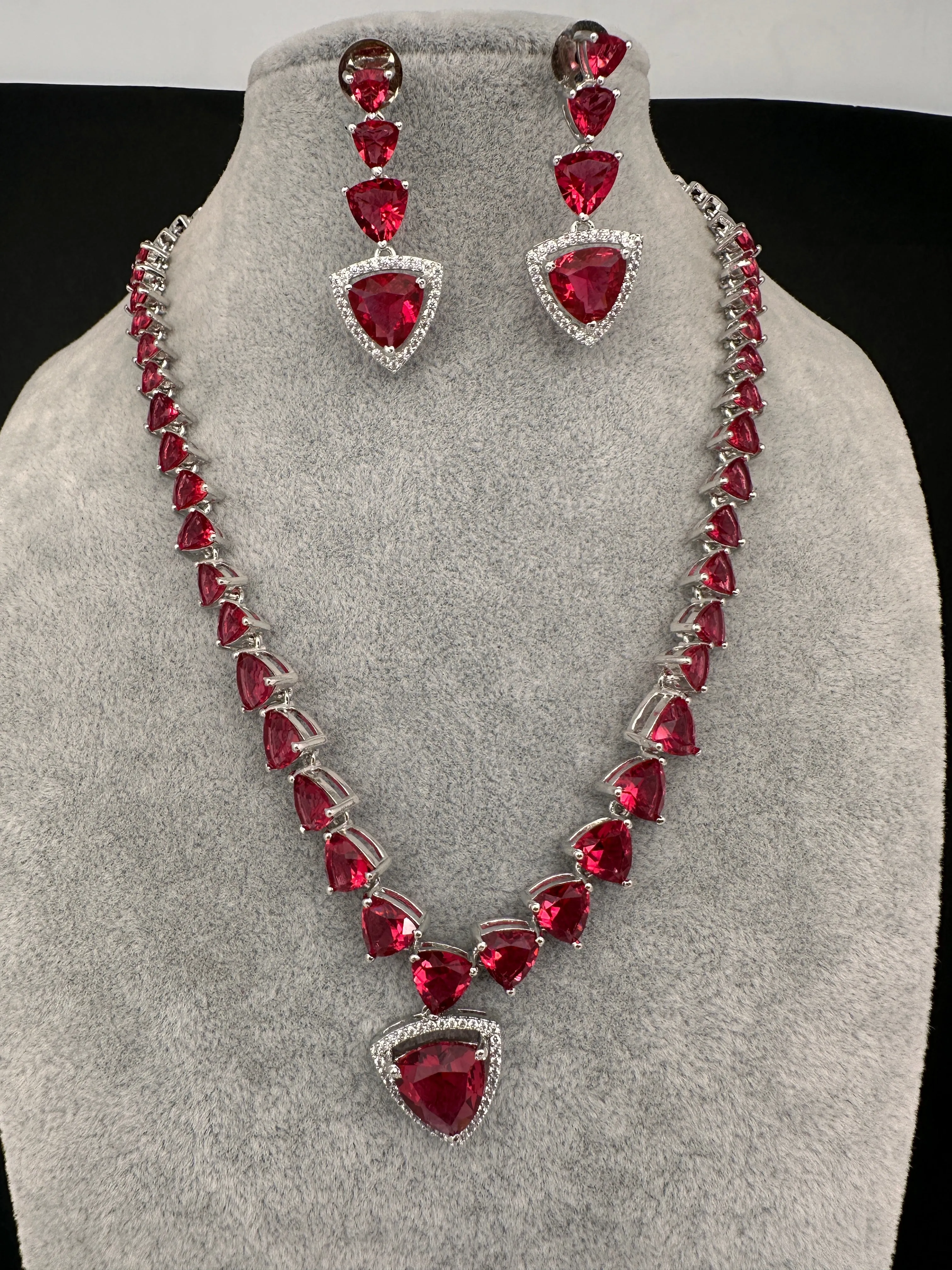 CZ AD Color Stone Dainty Short Necklace