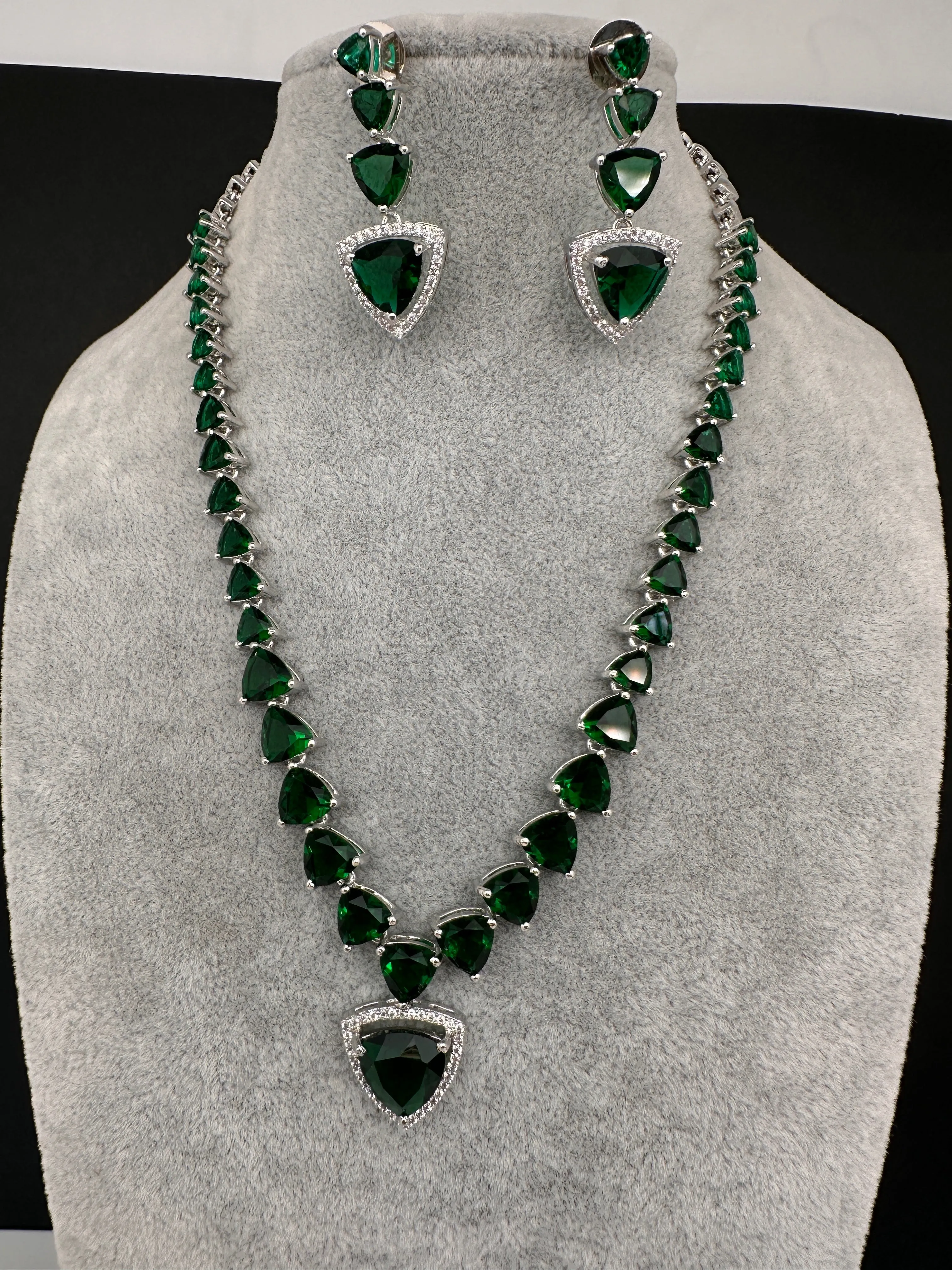 CZ AD Color Stone Dainty Short Necklace