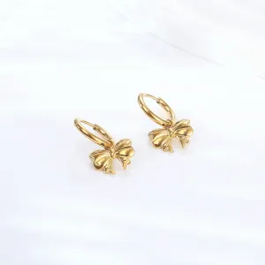Dangle Bow Huggie Earrings