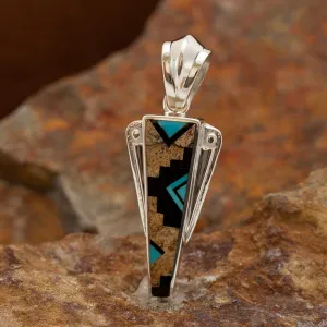 David Rosales Turquoise Creek Inlaid Sterling Silver Pendant