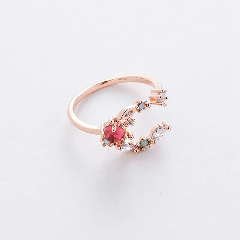 Dazzling Set of Micro-Inlaid Flower Zircon Rings