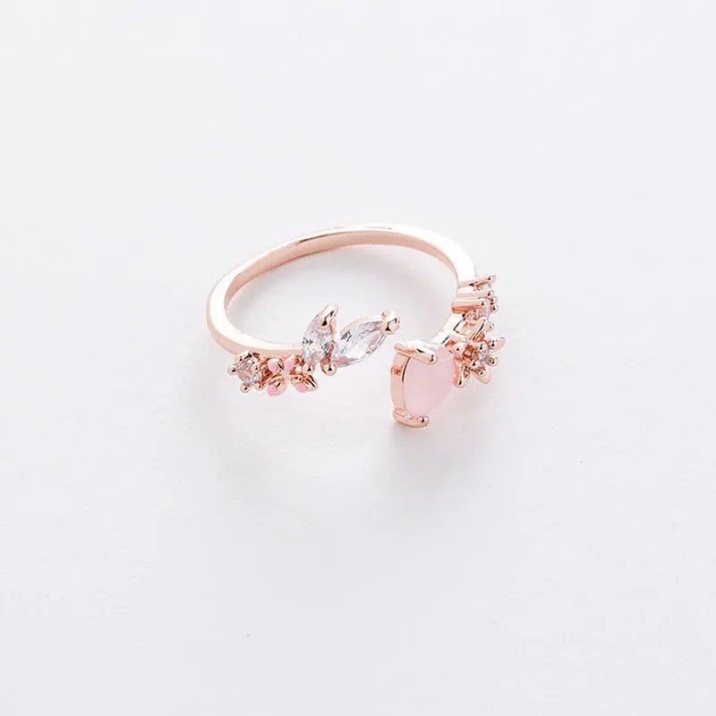 Dazzling Set of Micro-Inlaid Flower Zircon Rings