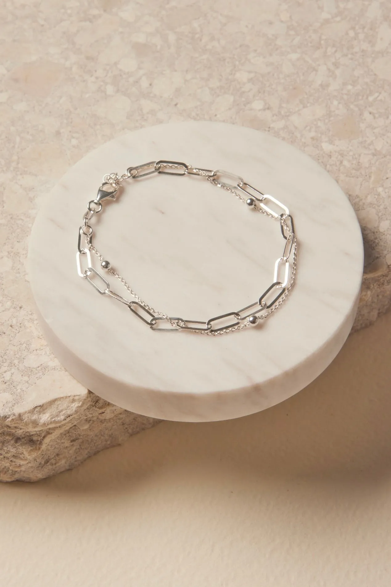 Double Chain Silver Bracelet