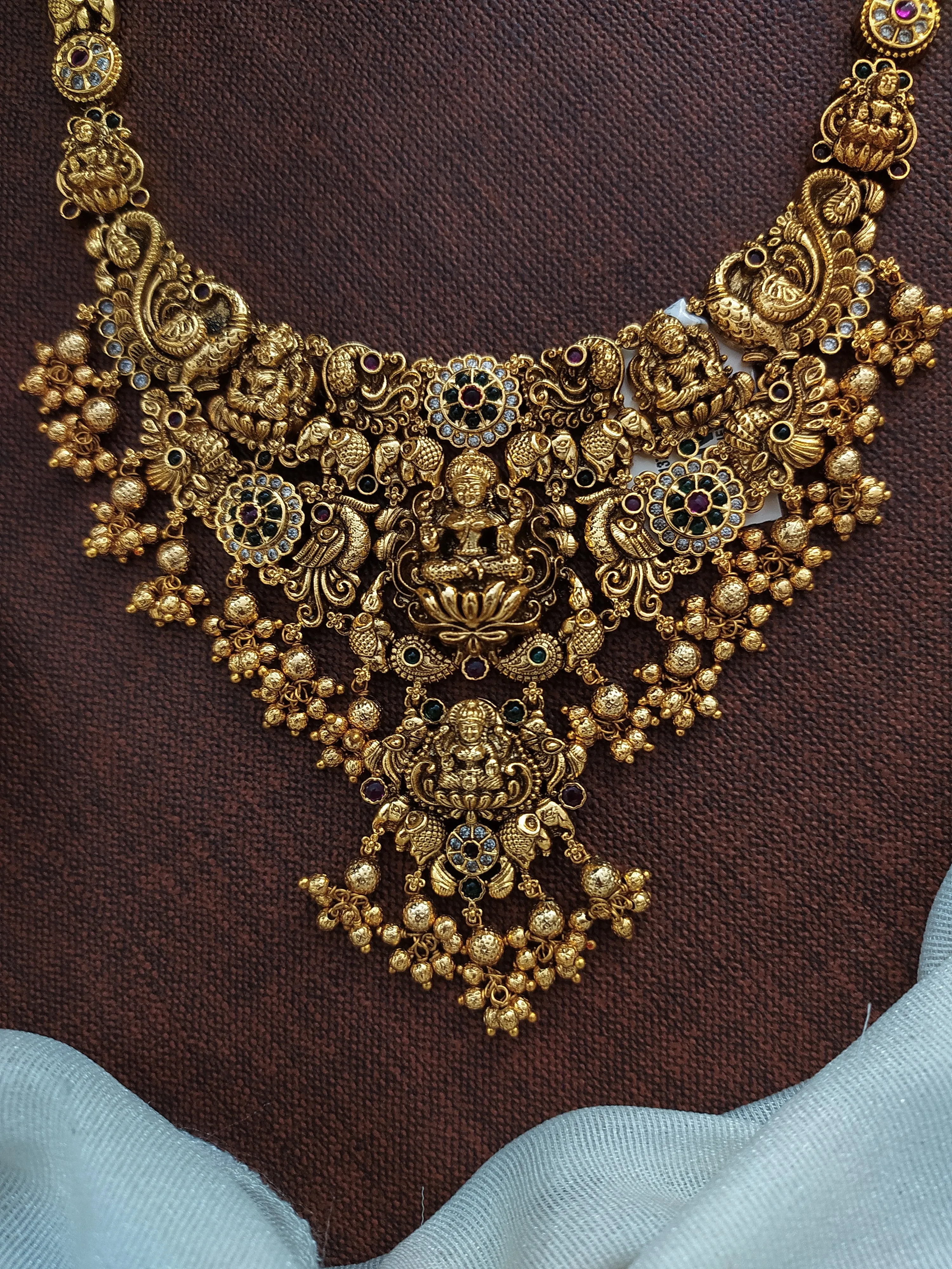 Embrace Opulence With Traditional Elegance Peacock & Lakshmi Ji Necklace Set