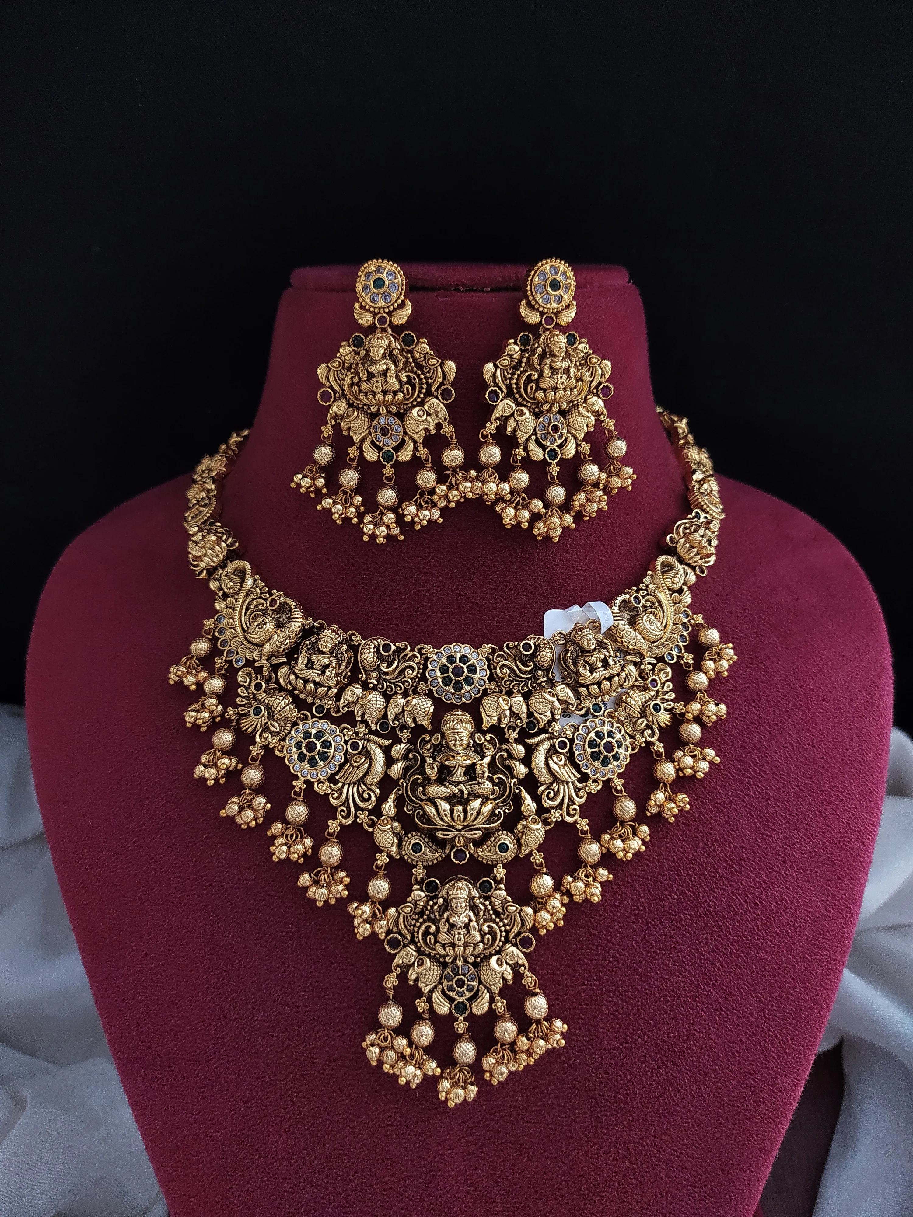 Embrace Opulence With Traditional Elegance Peacock & Lakshmi Ji Necklace Set