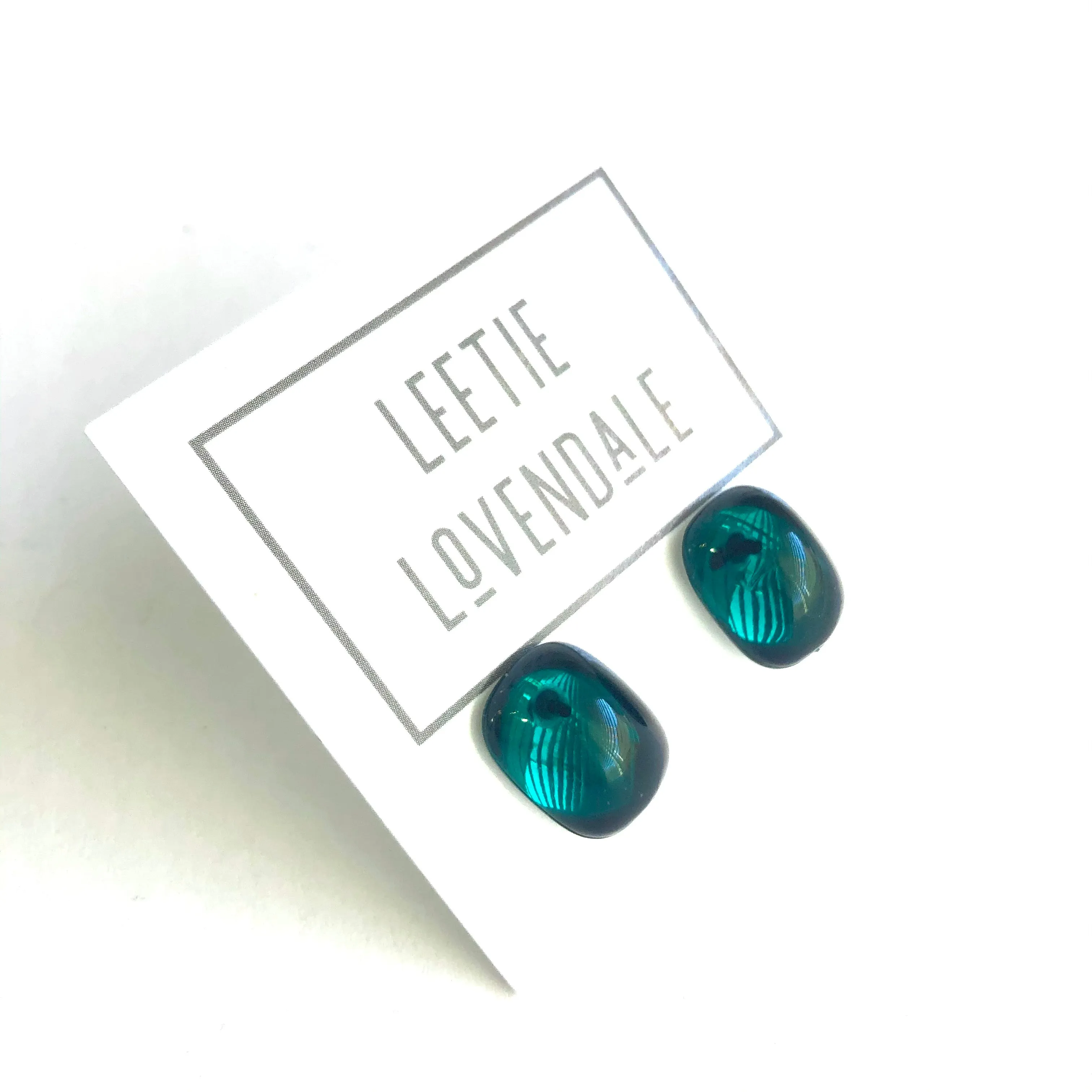 Emerald Green Foil Rectangle Stud Earrings