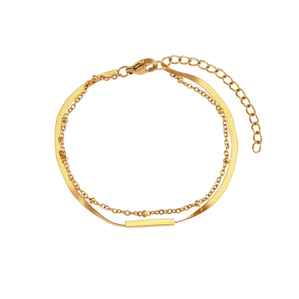 Euramerican Ins Fashion Beads Twist Chain Double Layer Five Pointed Star Bracelet