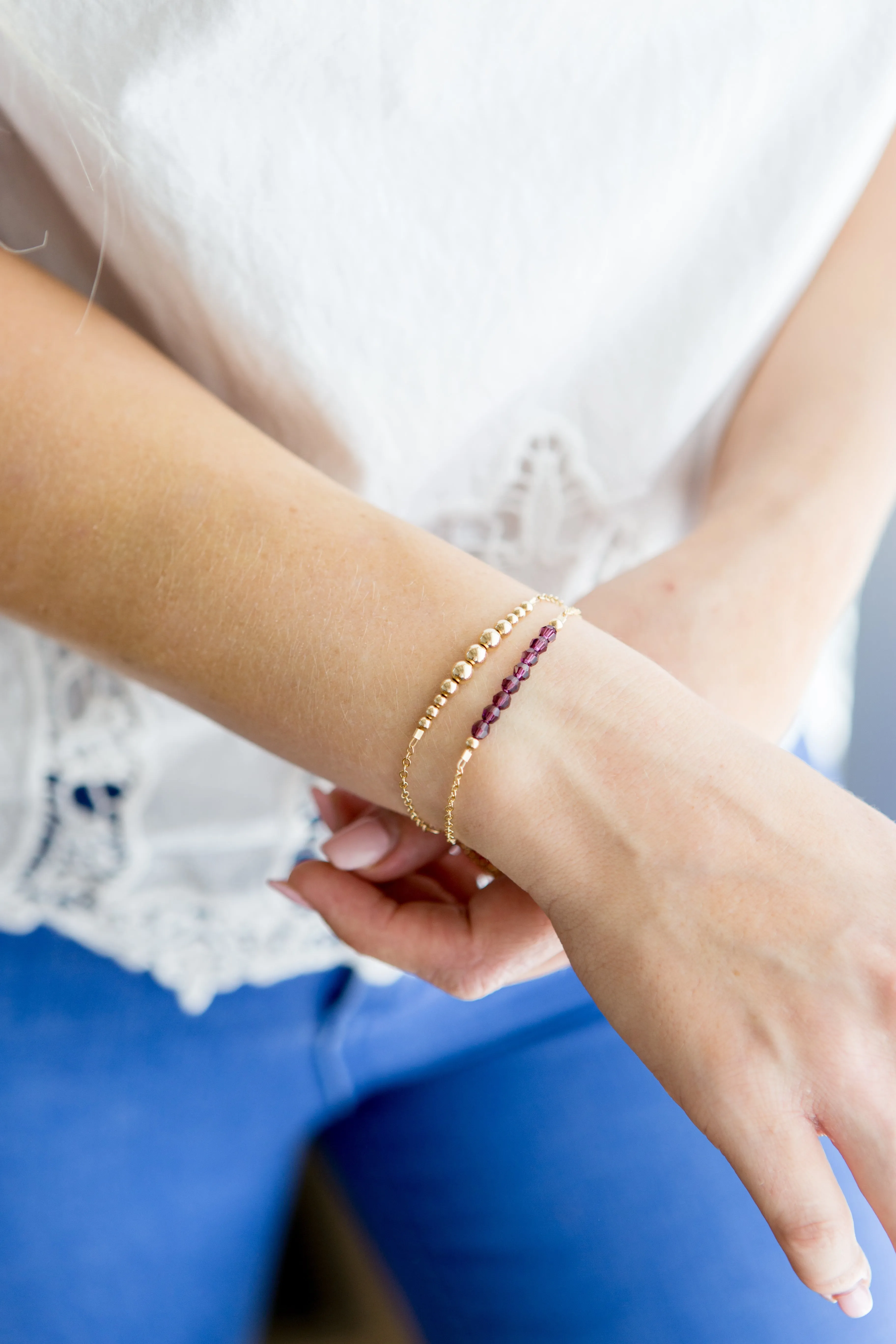 February Adult Chain Bracelet (4MM beads)