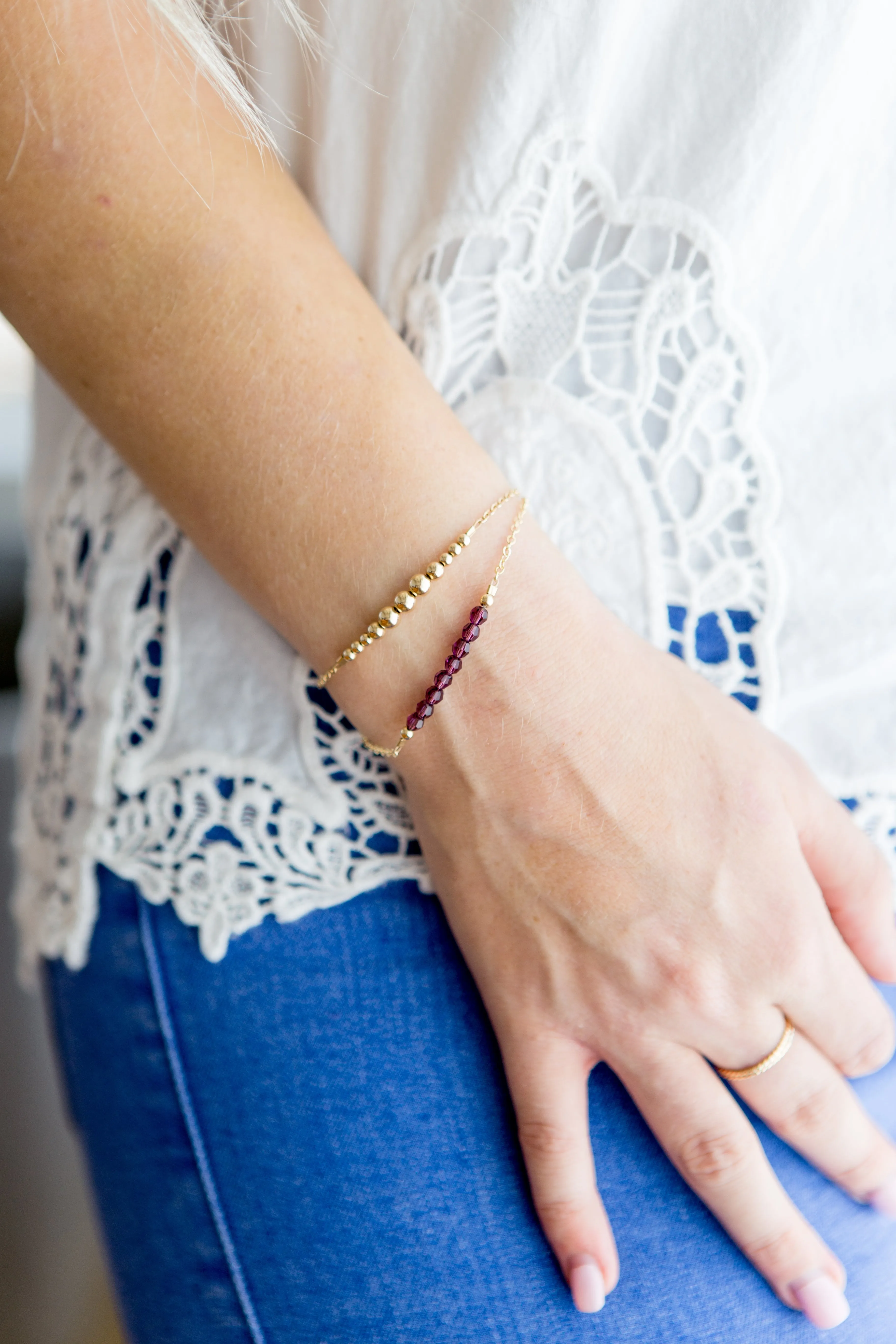 February Adult Chain Bracelet (4MM beads)