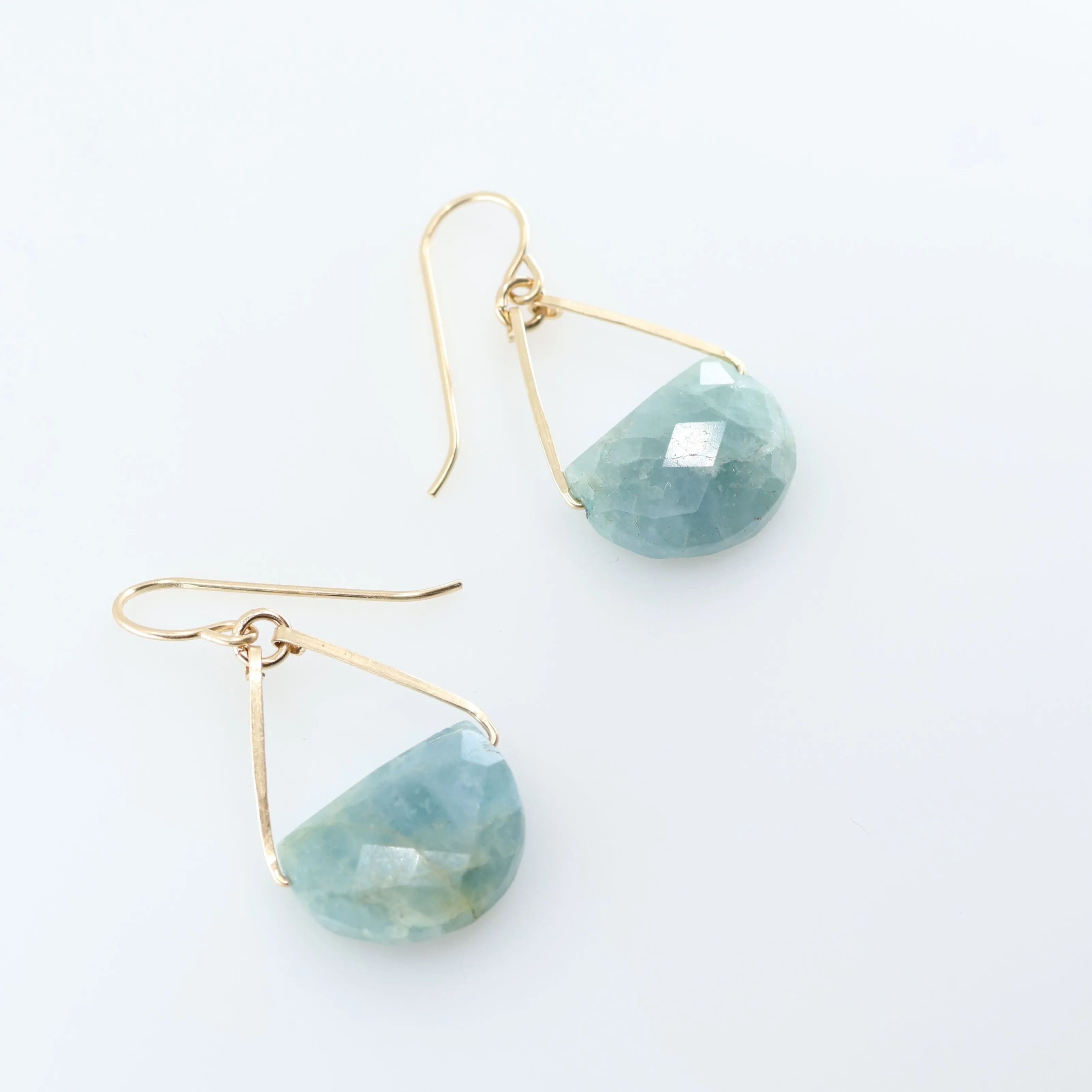 Forged Earrings with Half Moon Cut Gemstone, 9 Stone Options