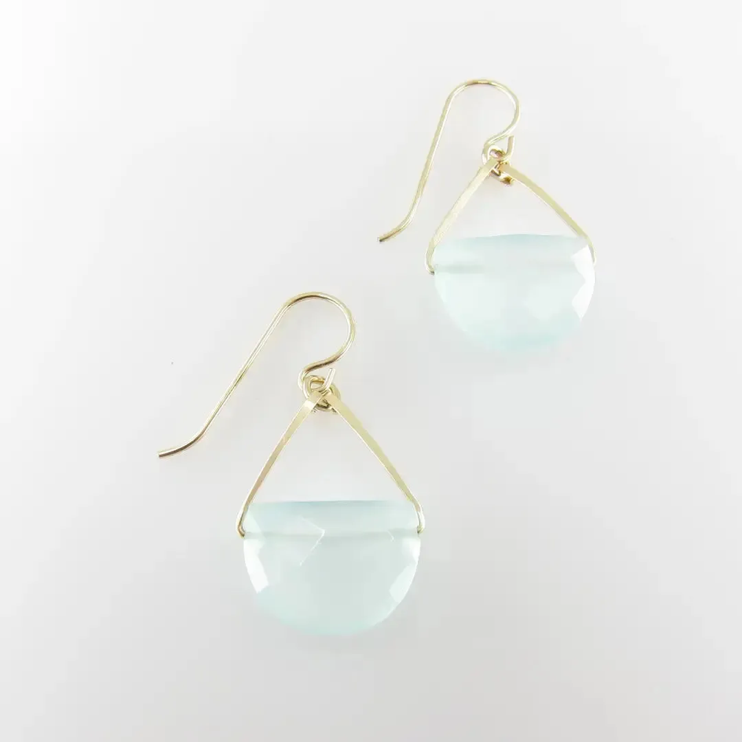 Forged Earrings with Half Moon Cut Gemstone, 9 Stone Options