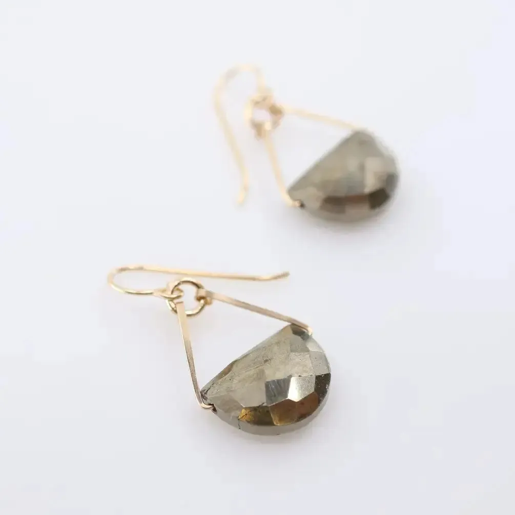 Forged Earrings with Half Moon Cut Gemstone, 9 Stone Options