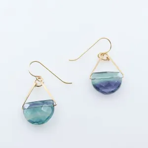 Forged Earrings with Half Moon Cut Gemstone, 9 Stone Options