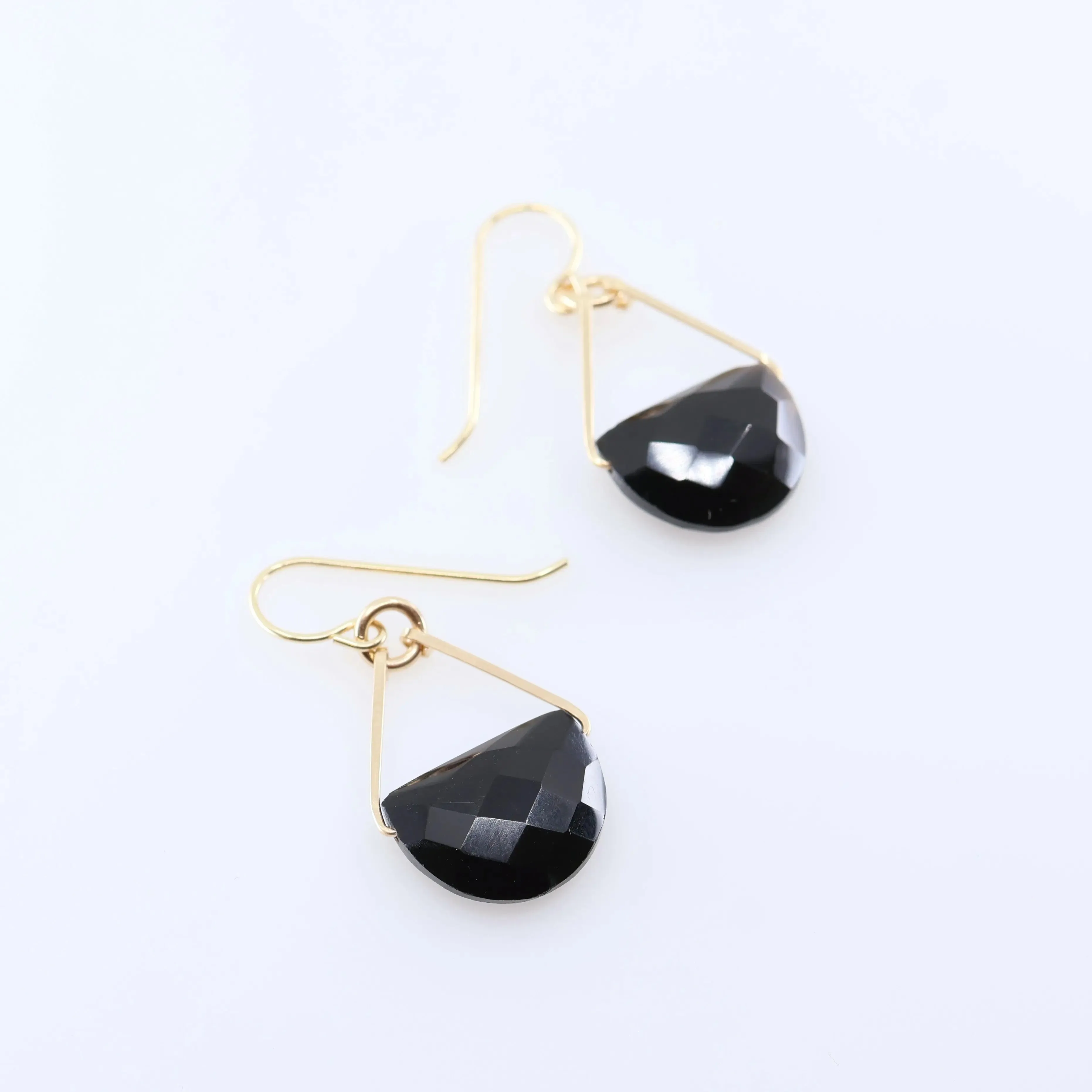 Forged Earrings with Half Moon Cut Gemstone, 9 Stone Options